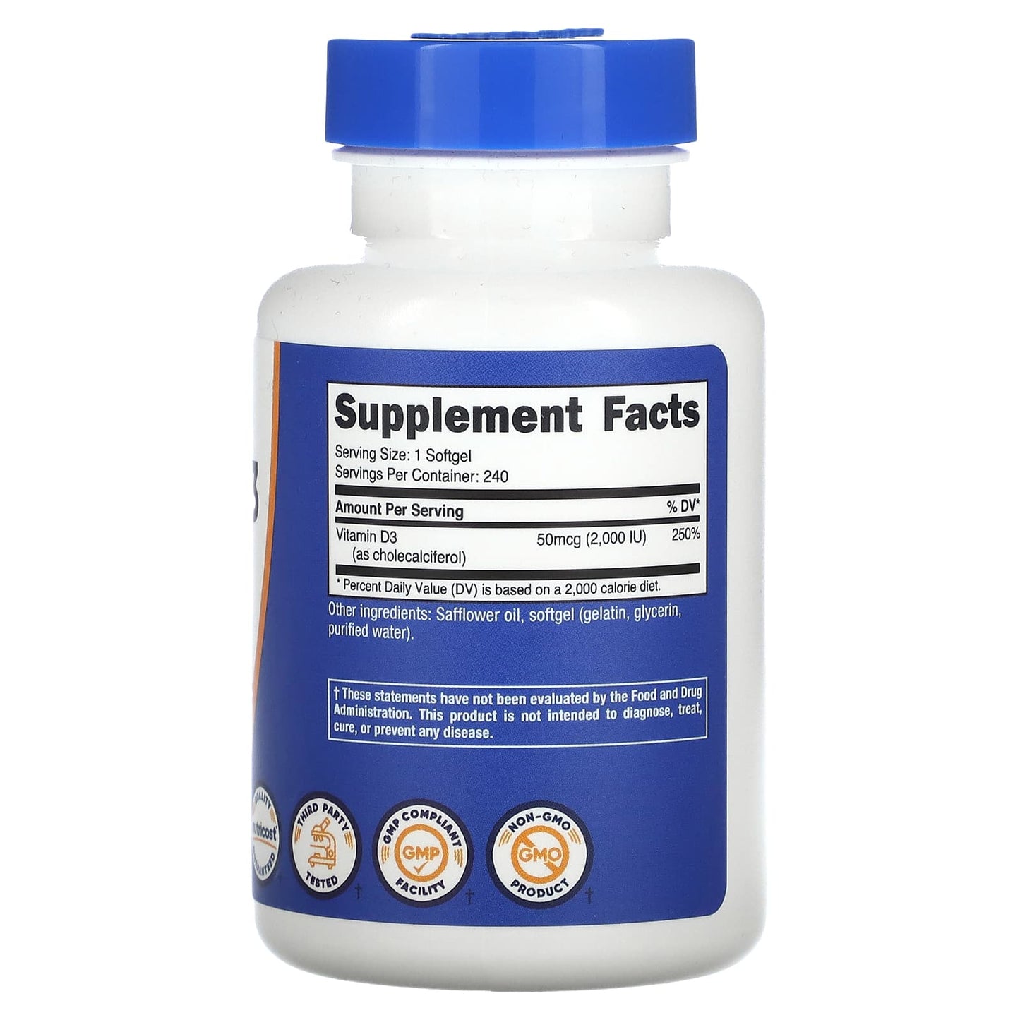 Nutricost, Vitamin D3, 2,000 IU, 240 Softgels - Image 2