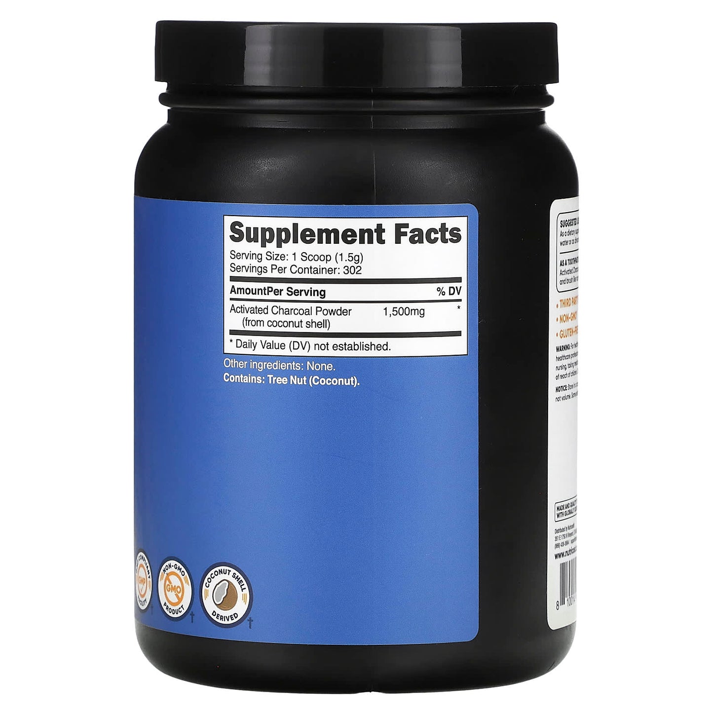 Nutricost, Activated Charcoal Powder, Unflavored, 16 oz (454 g) - Image 2