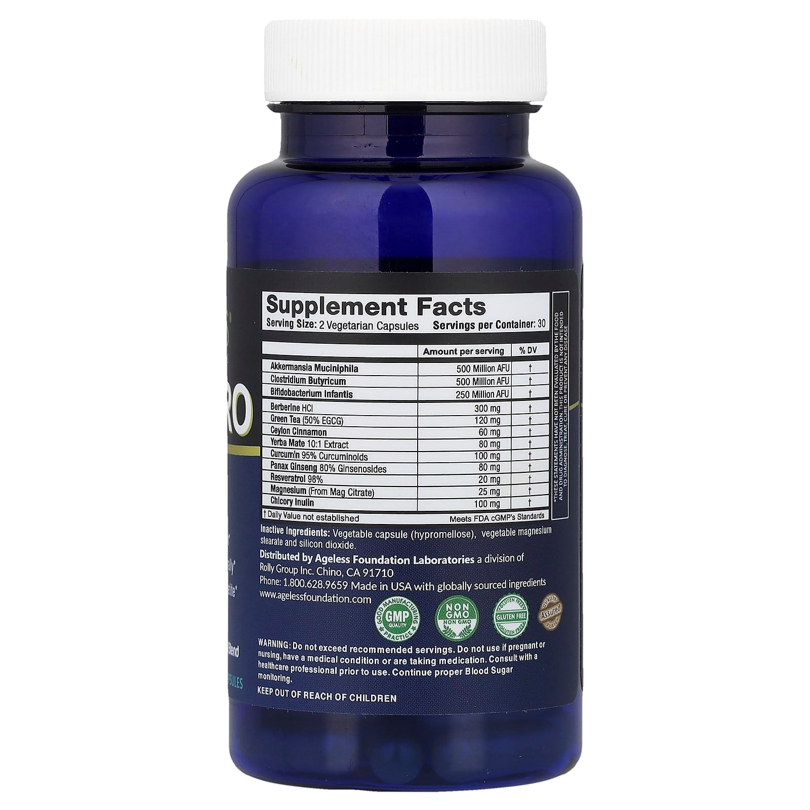 Ageless Foundation Laboratories GLP-1 Pro for Healthy Weight Management - 60 Veg Capsules - Image 2