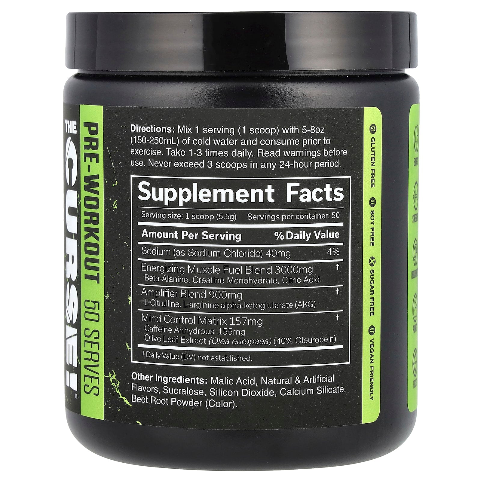 JNX Sports The Curse Sweet Melon Pre-Workout Powder 9.7 oz - Image 2