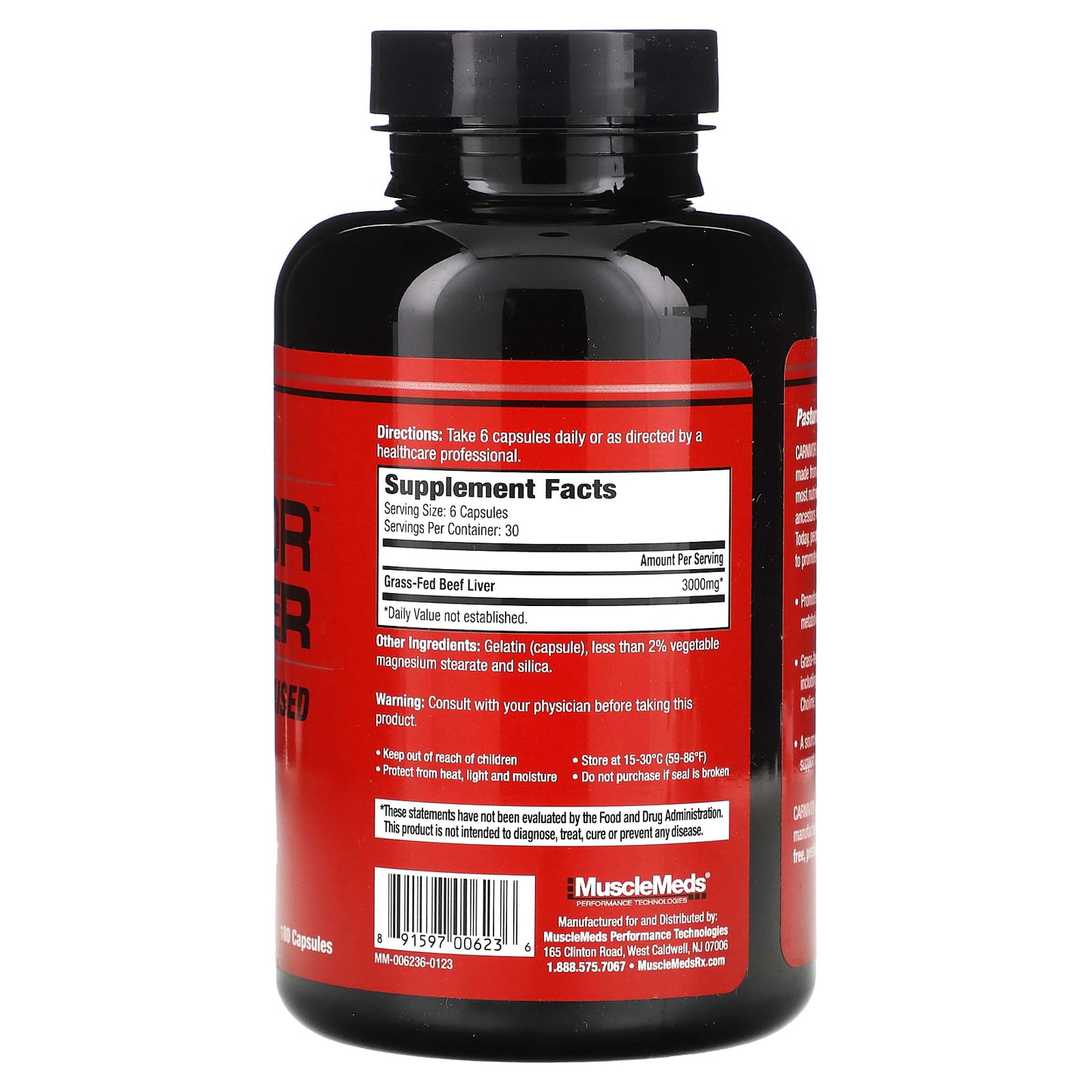 MuscleMeds, Carnivor Beef Liver, 180 Capsules (500 mg per Capsule) - Image 2