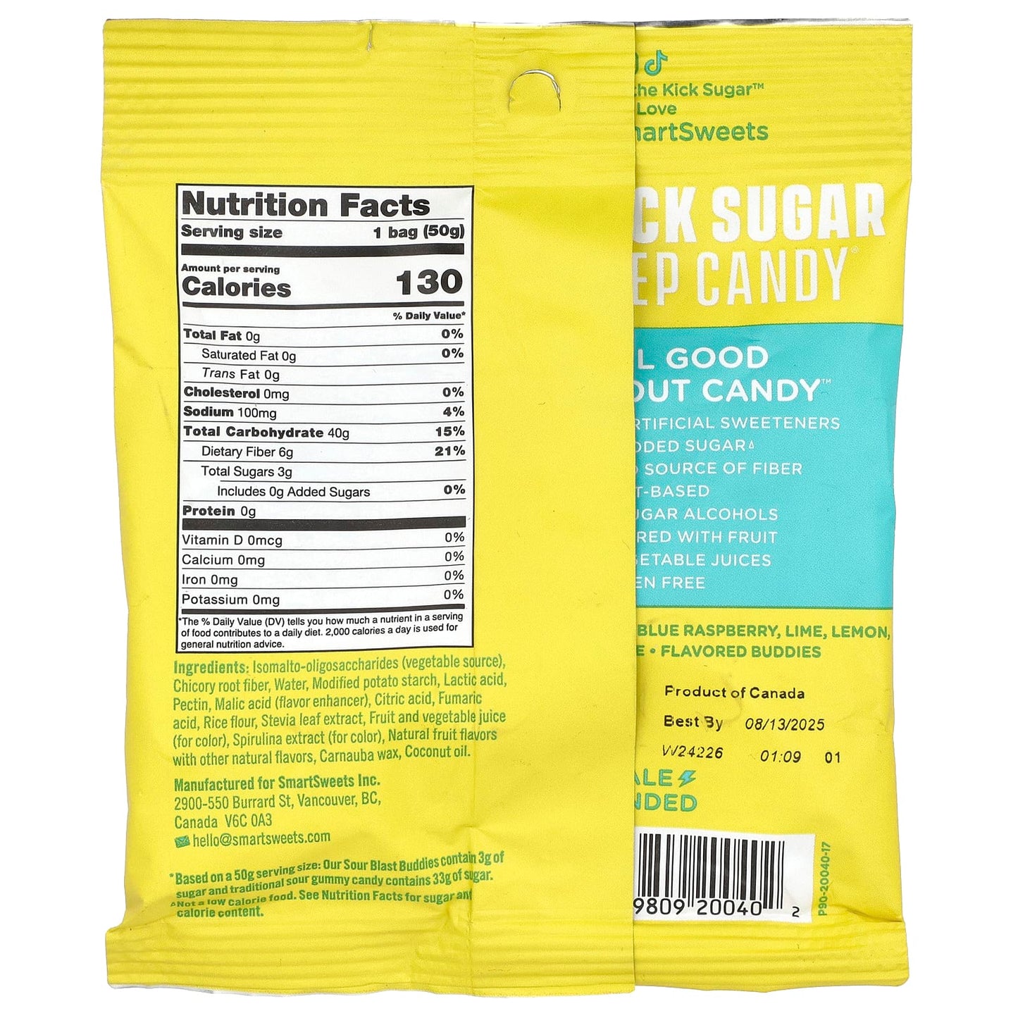 SmartSweets, Sour Blast Buddies®, Berry, Blue Raspberry, Lime, Lemon, Orange, 1.8 oz (50 g) - Image 2