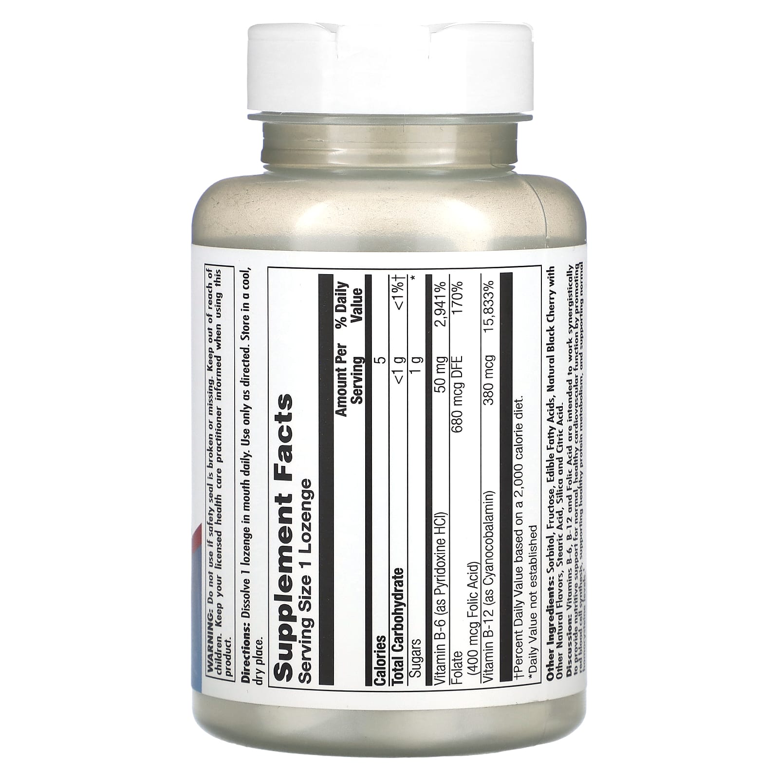 KAL, B-6 B-12 Folic Acid, Black Cherry, 60 Lozenges - Image 2