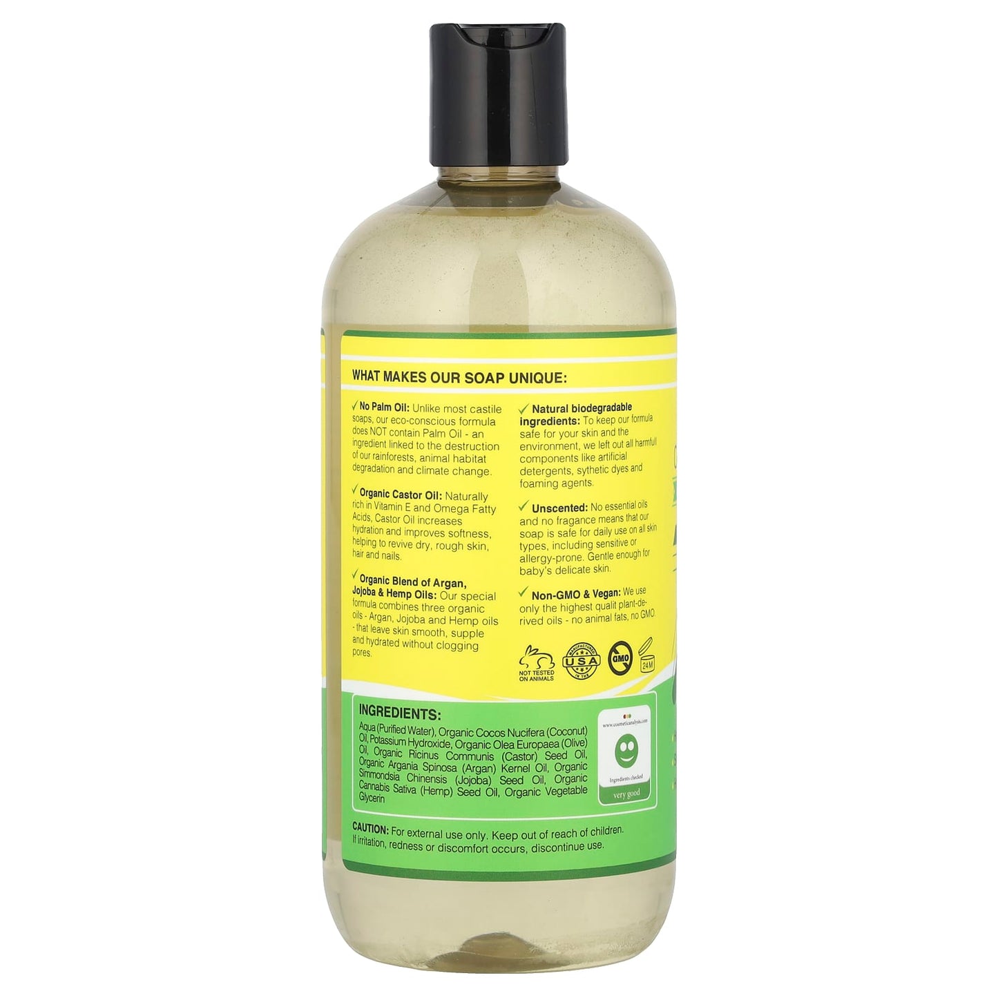 Seven Minerals, Pure Castile Soap, Unscented Mild & Gentle, 16 fl oz - Image 2