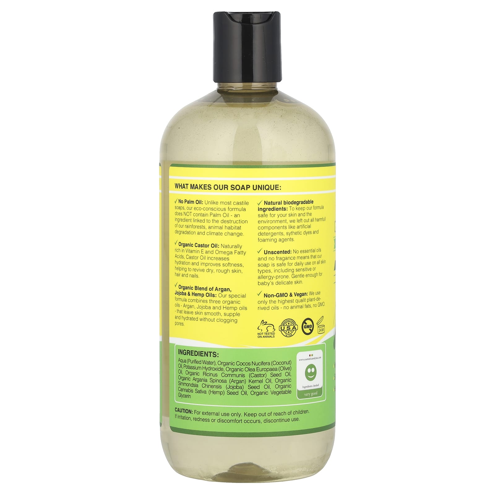 Seven Minerals, Pure Castile Soap, Unscented Mild & Gentle, 16 fl oz - Image 2
