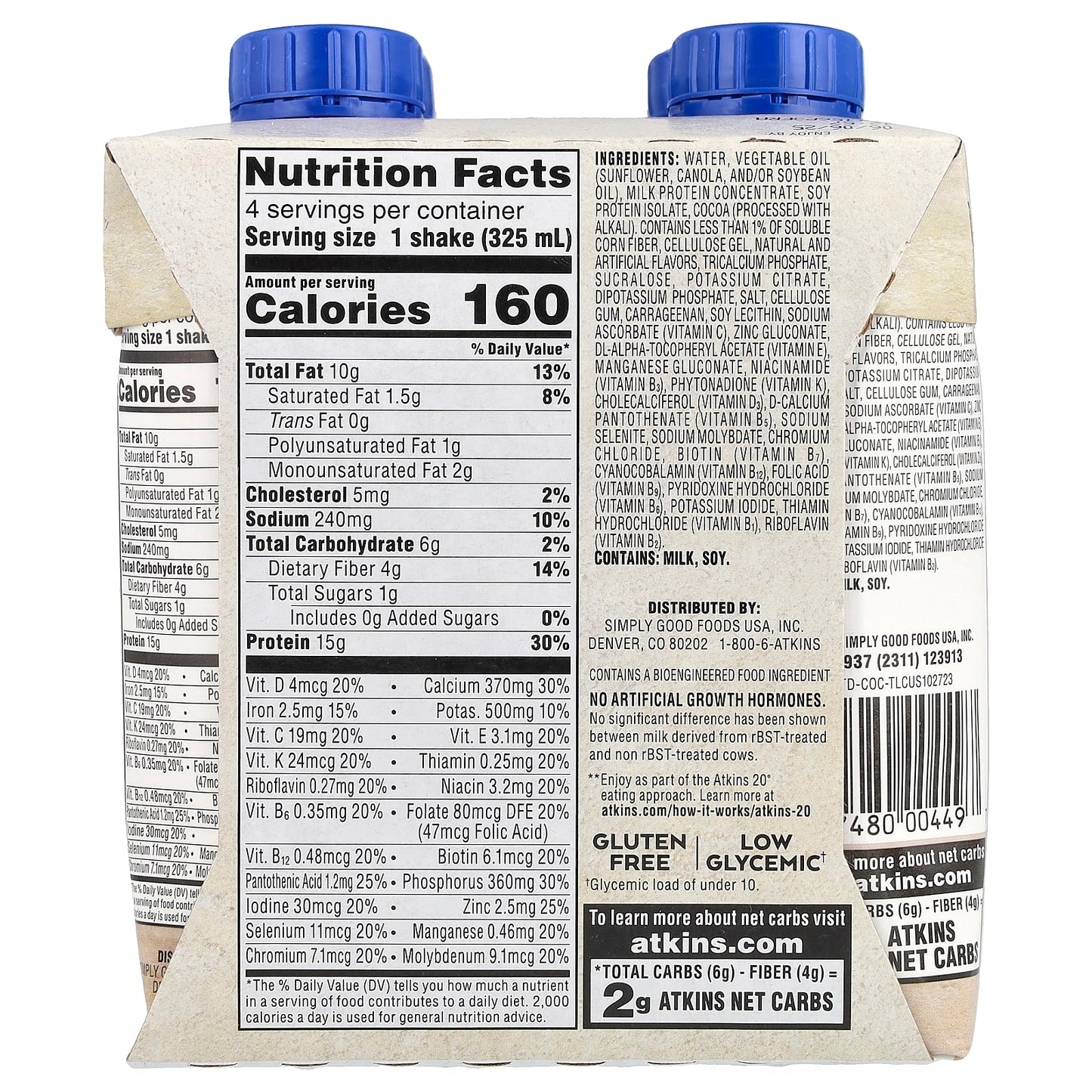 Atkins Creamy Chocolate Coconut Protein Shake, 11fl oz, 4 Pack - Image 2