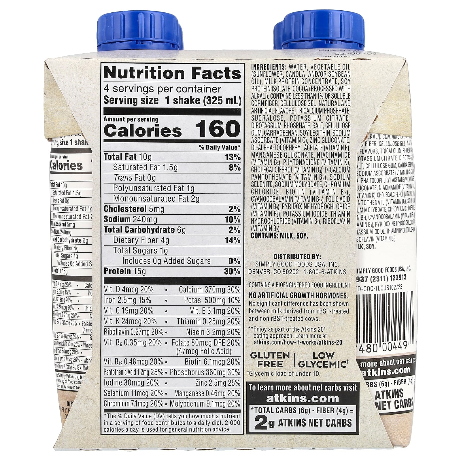 Atkins Creamy Chocolate Coconut Protein Shake, 11fl oz, 4 Pack - Image 2