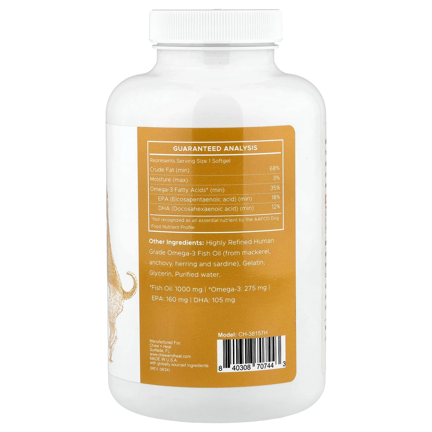 Wild-Caught Omega-3 for Dogs & Cats, 180 Softgels by Chew + Heal - Image 2