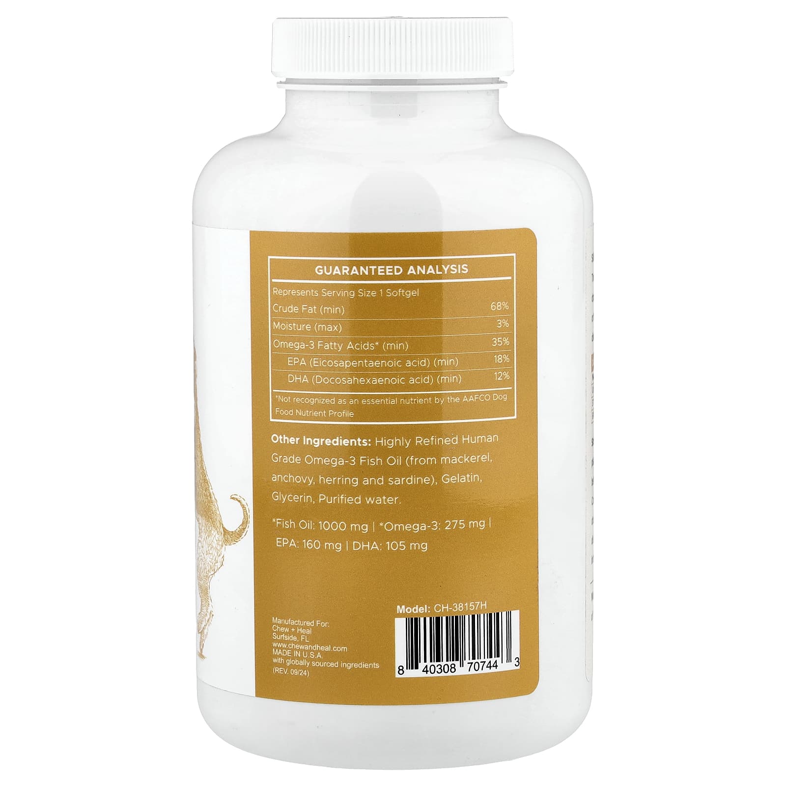 Wild-Caught Omega-3 for Dogs & Cats, 180 Softgels by Chew + Heal - Image 2