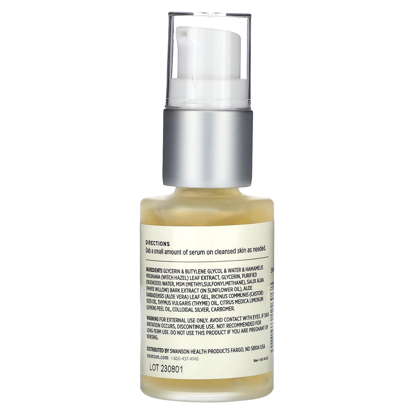 Swanson, Clear Skin Serum With White Willow, Aloe & Colloidal Silver, 1 fl oz (29.6 ml) - Image 2