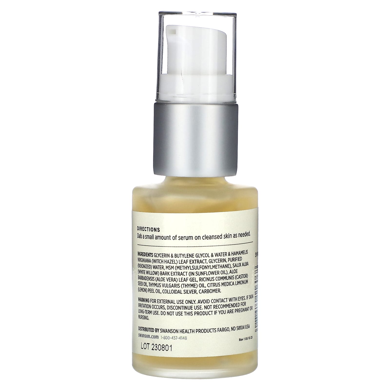 Swanson, Clear Skin Serum With White Willow, Aloe & Colloidal Silver, 1 fl oz (29.6 ml) - Image 2