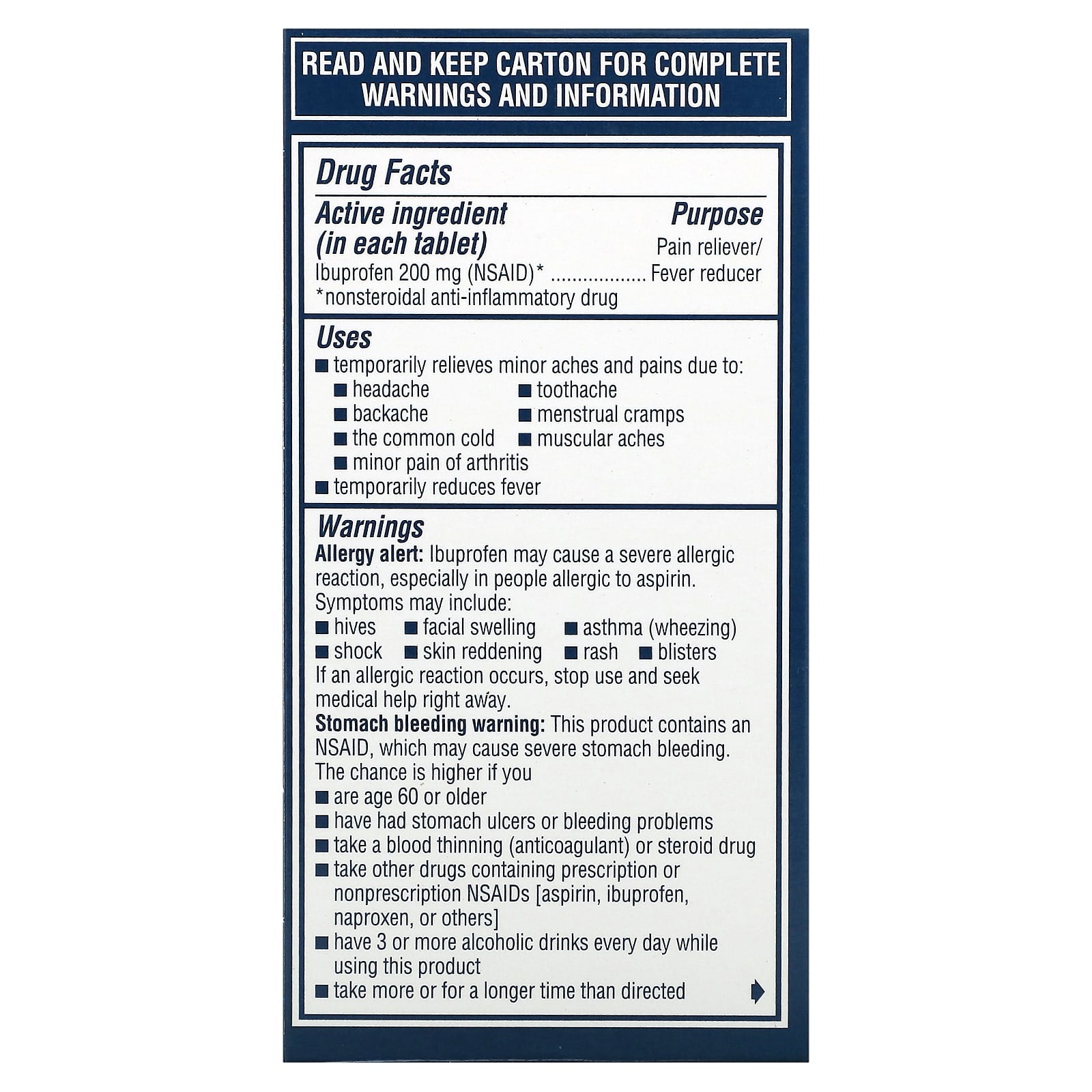 Advil Ibuprofen Tablets, 200mg Pain Relief & Fever Reducer - Image 2
