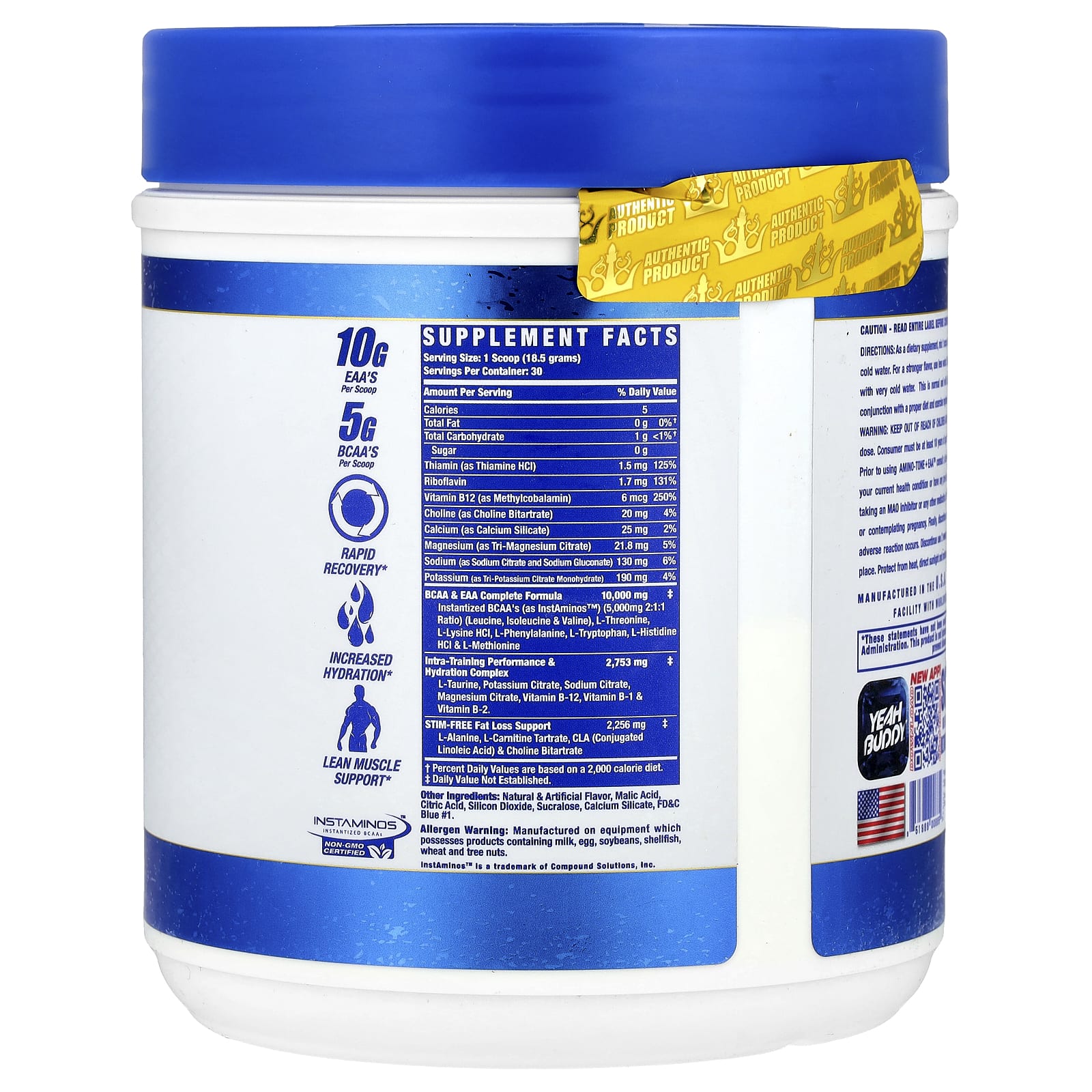 Ronnie Coleman, Signature Series, Amino Tone + EAA™, Blue Razz, 1.2 lb [554 g] - Image 2