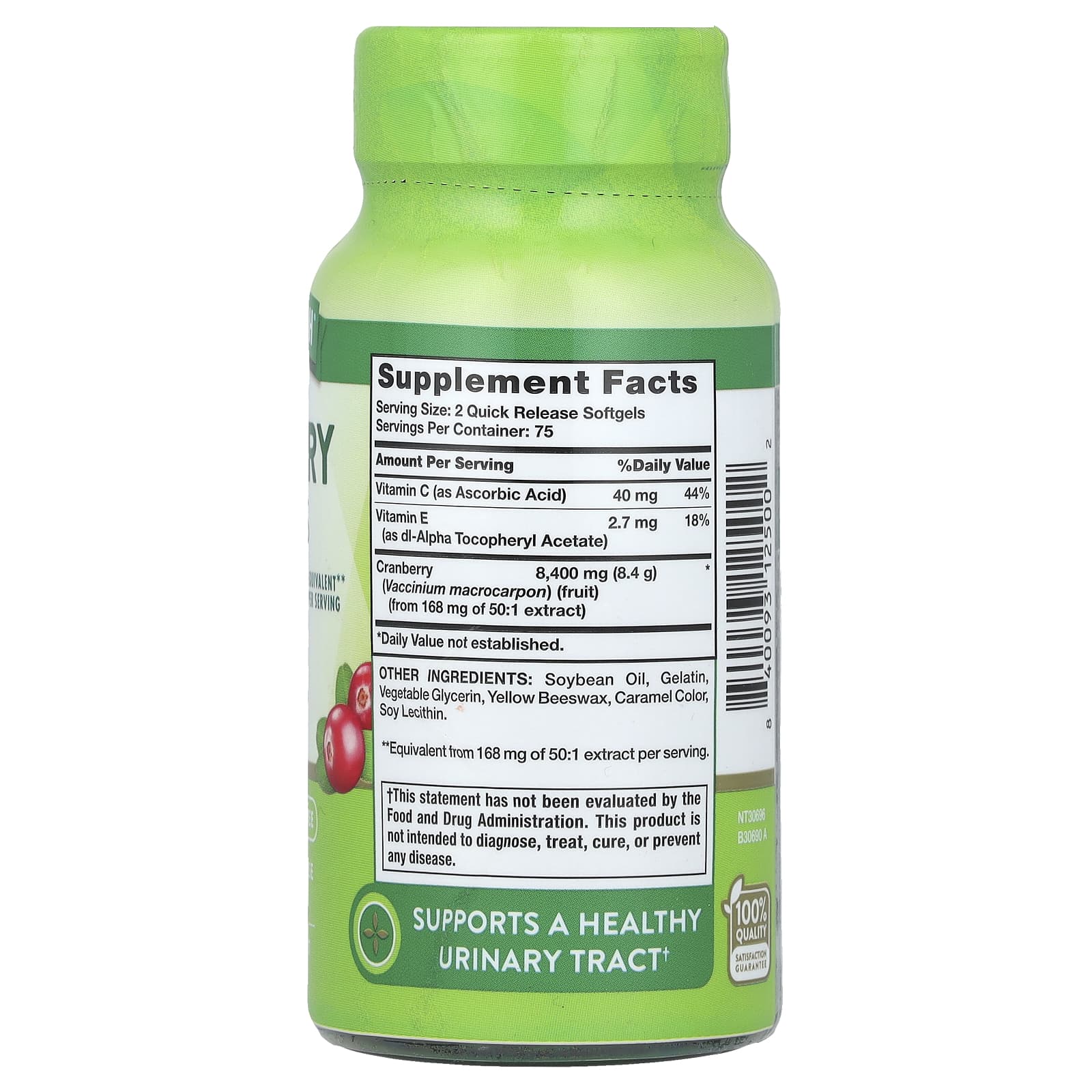 Nature's Truth, Cranberry Softgels Plus Vitamin C, 150 Quick Release Softgels - Image 2