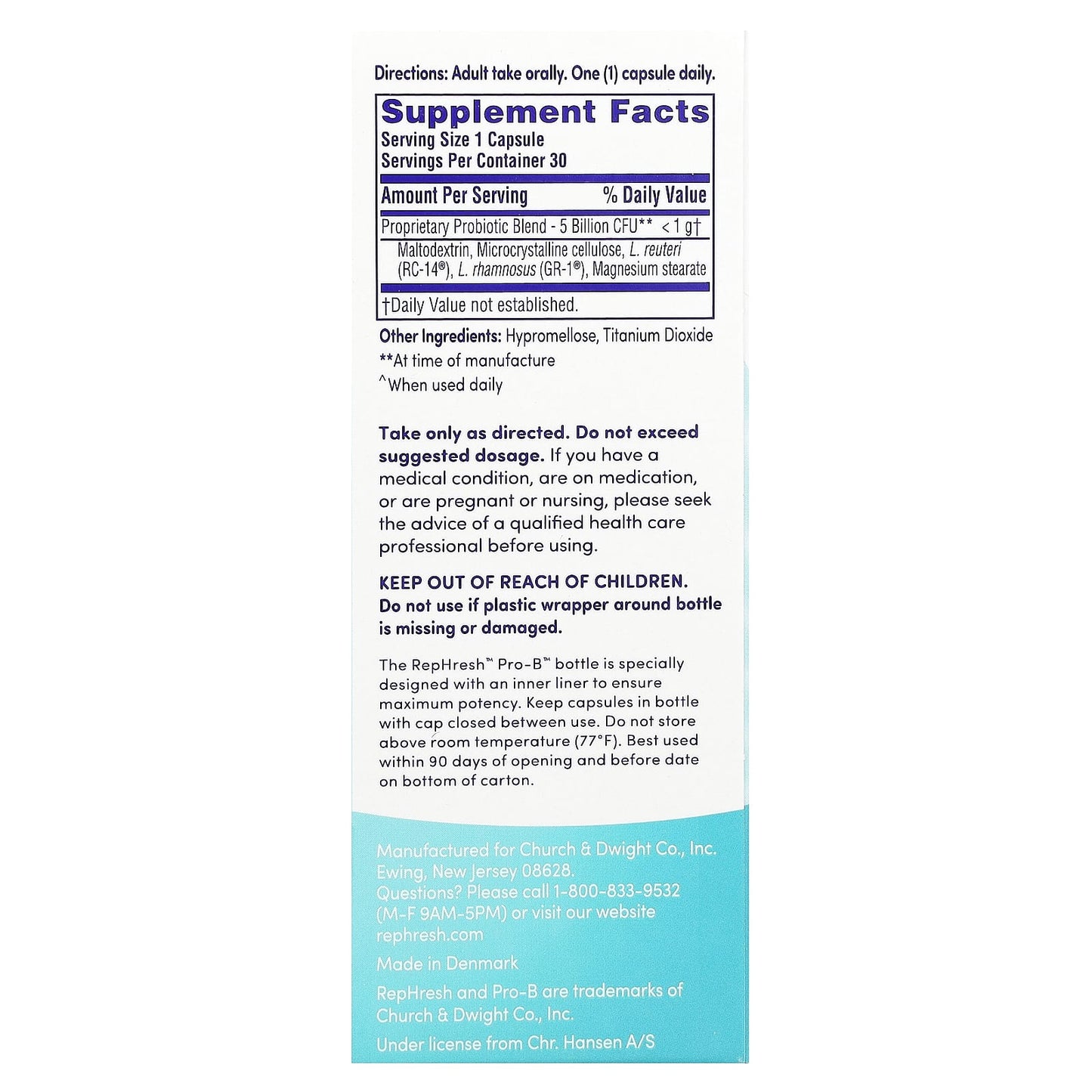 Rephresh, Pro-B, Vaginal Probiotic Supplement, 5 Billion CFU, 30 Capsules - Image 2