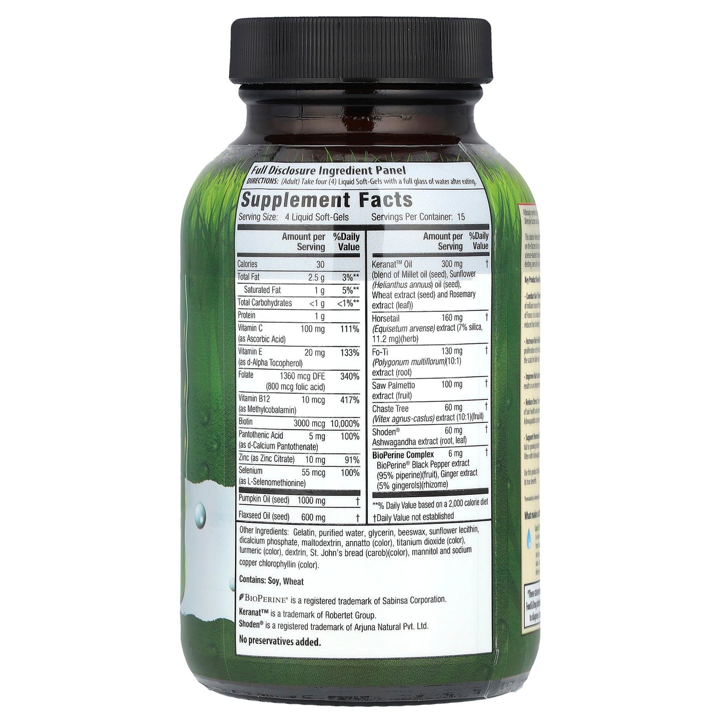 Hair Follicle Stimulator for Women: 60 Liquid Soft-gels by Irwin Naturals - Image 2