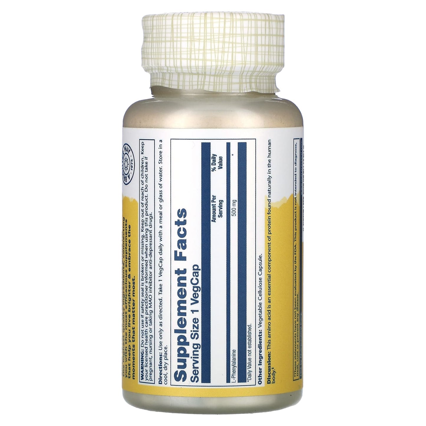Solaray, L-Phenylalanine, 500 mg, 60 VegCaps - Image 2