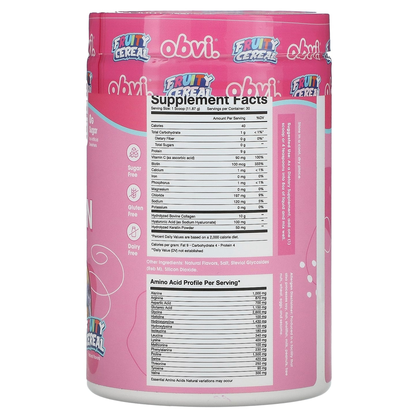 Obvi, More Than Collagen, All-In-One Beauty Nutrition Powder, Fruity Cereal, 12.56 oz (356 g)