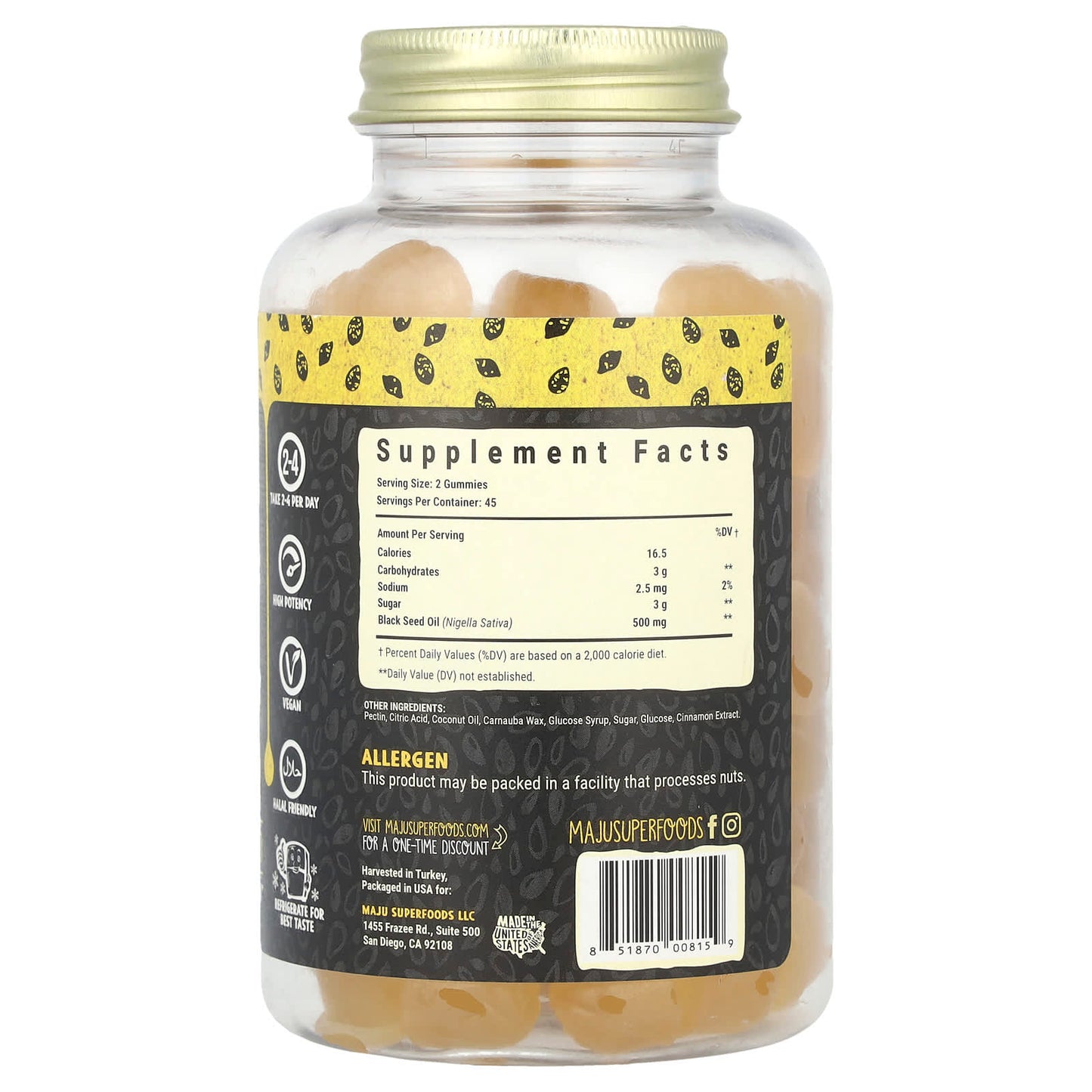 Maju Superfoods, World's First Black Seed Oil Gummies, 45 Gummies (250 mg per Gummy) - Image 2