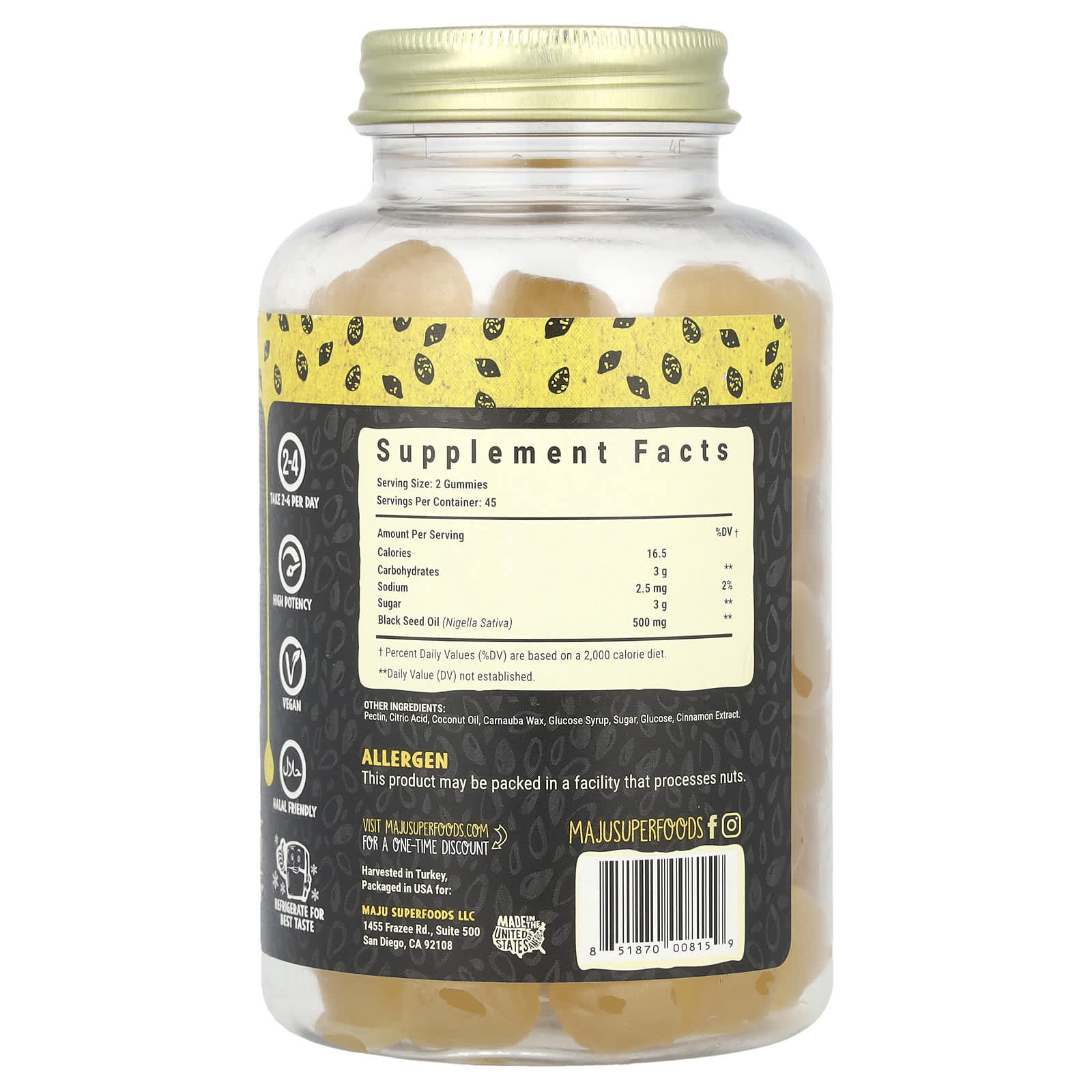 Maju Superfoods, World's First Black Seed Oil Gummies, 45 Gummies (250 mg per Gummy) - Image 2