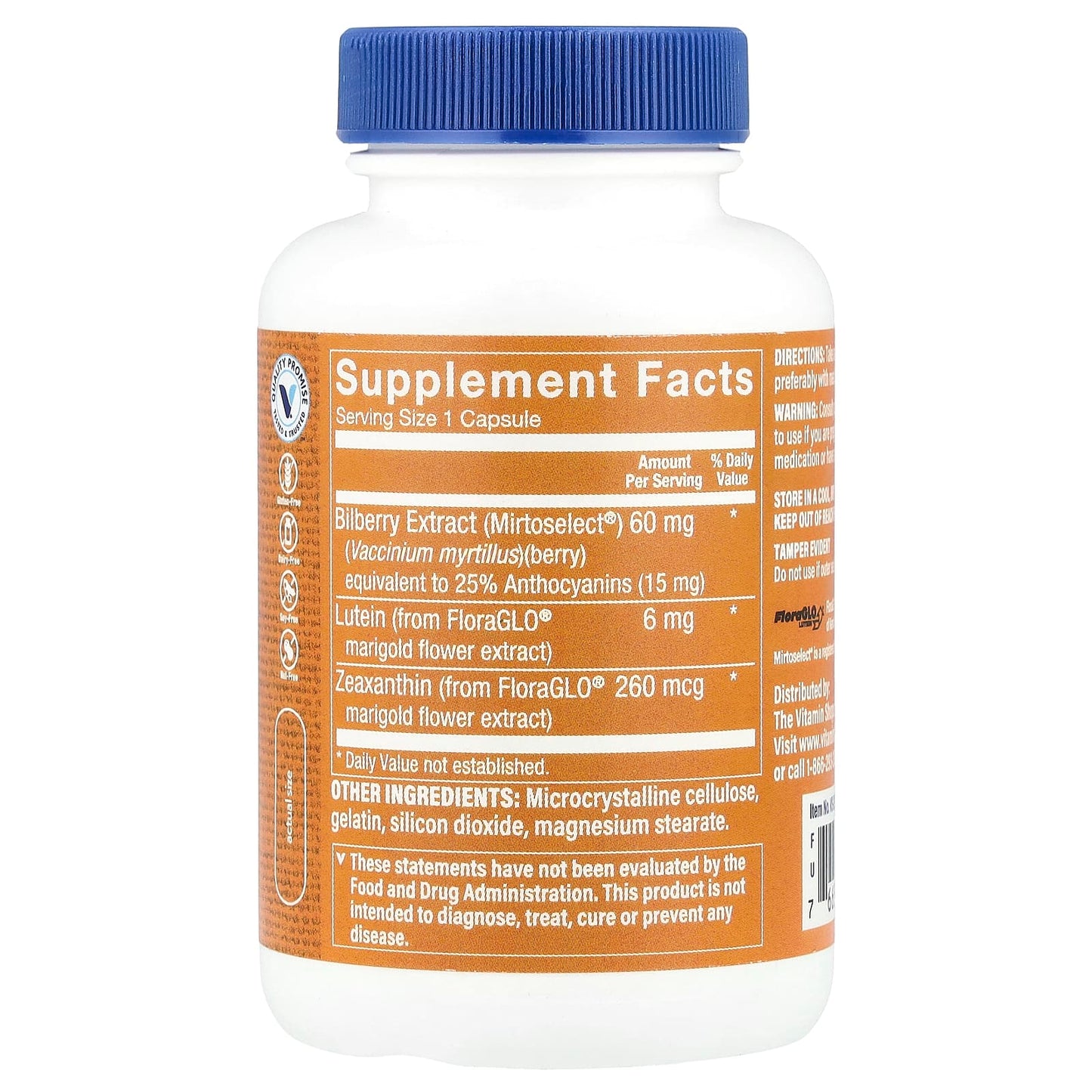 The Vitamin Shoppe, Lutein With Bilberry Extract, 120 Capsules - Image 2