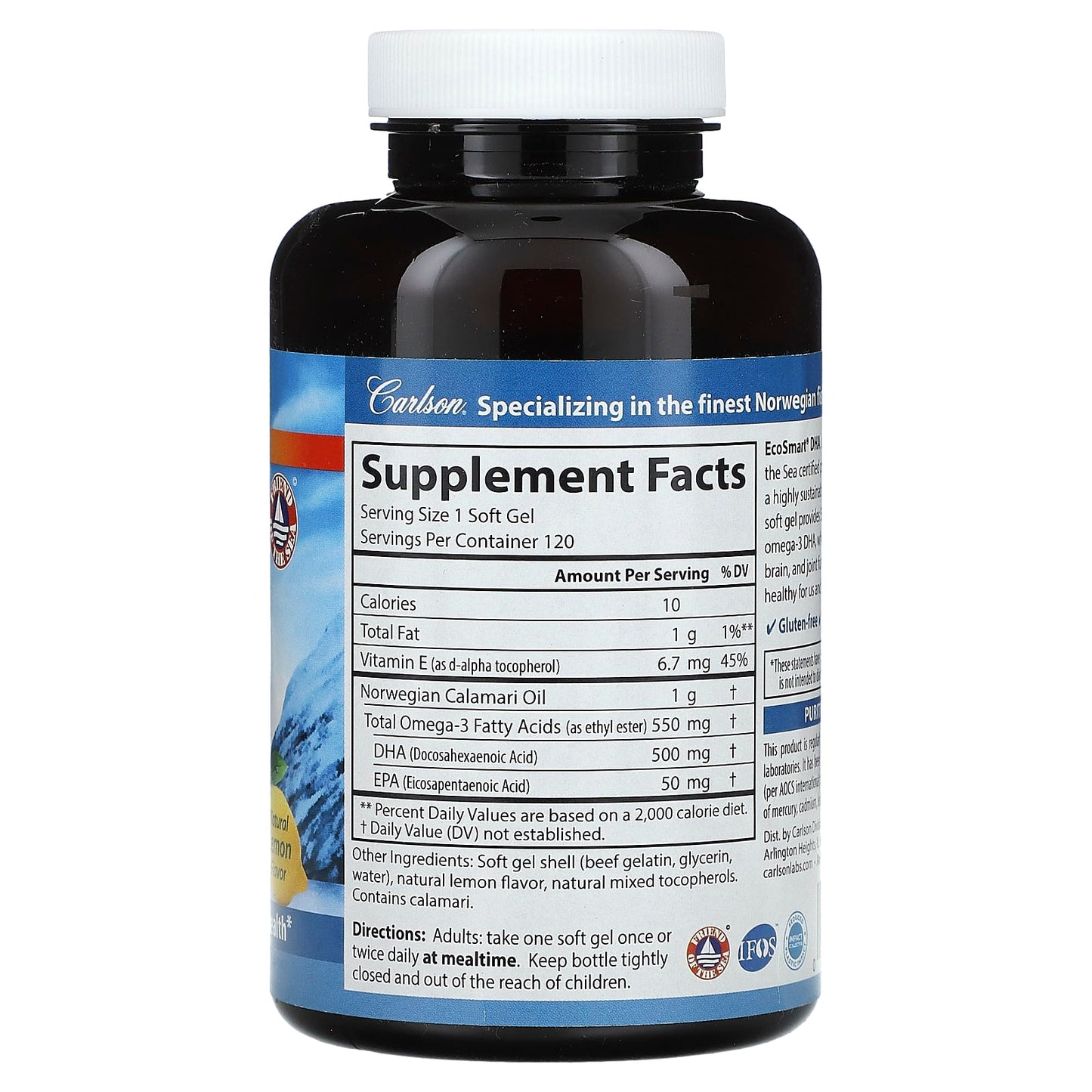Carlson EcoSmart DHA Omega-3 Softgels for Brain Vision Joint Health - Image 2