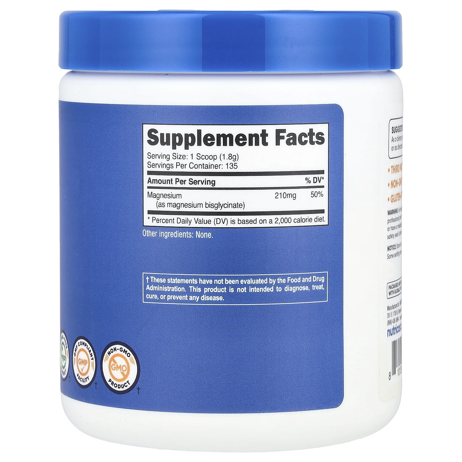 Nutricost, Magnesium Bisglycinate, Unflavored, 8.9 oz (250 g) - Image 2