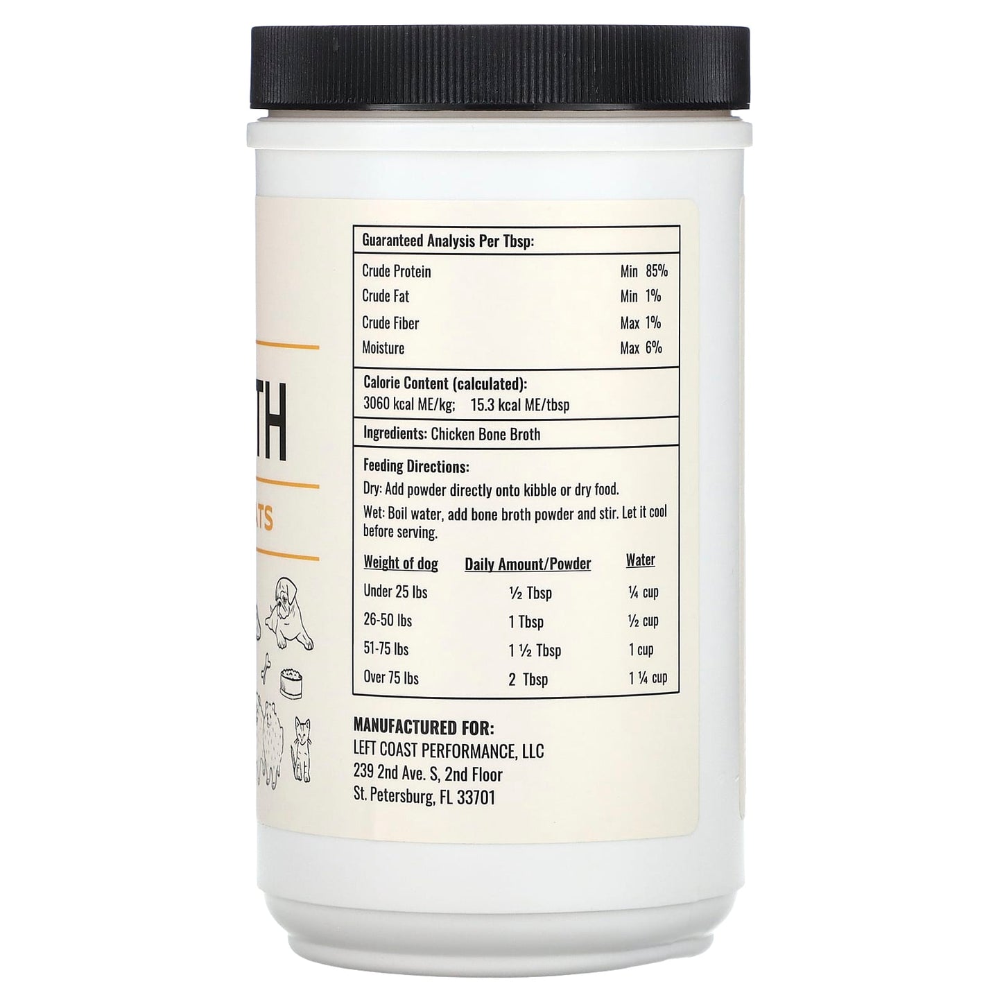 Left Coast Performance, Chicken Bone Broth, For Dogs and Cats, 8 oz (227 g) - Image 2