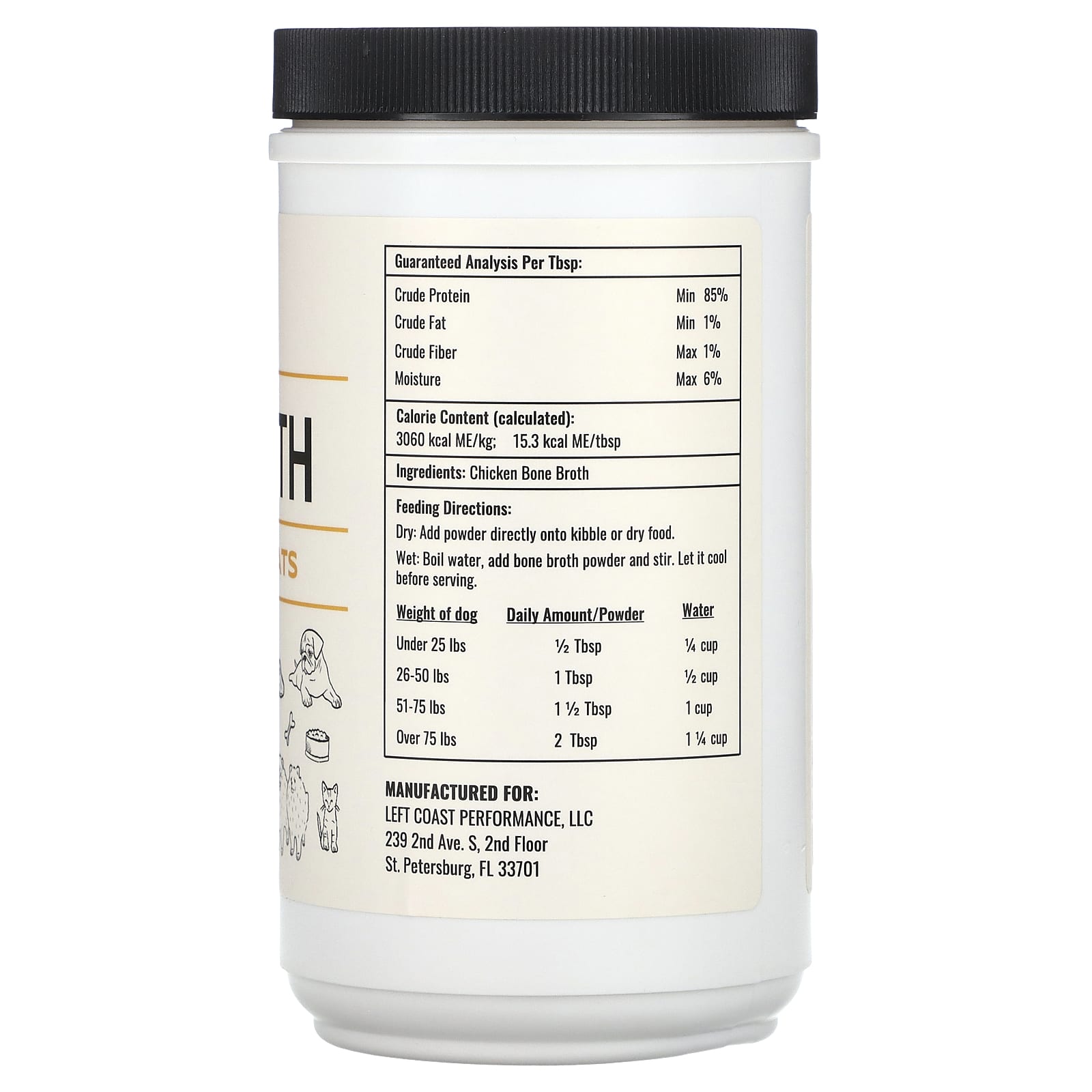 Left Coast Performance, Chicken Bone Broth, For Dogs and Cats, 8 oz (227 g) - Image 2