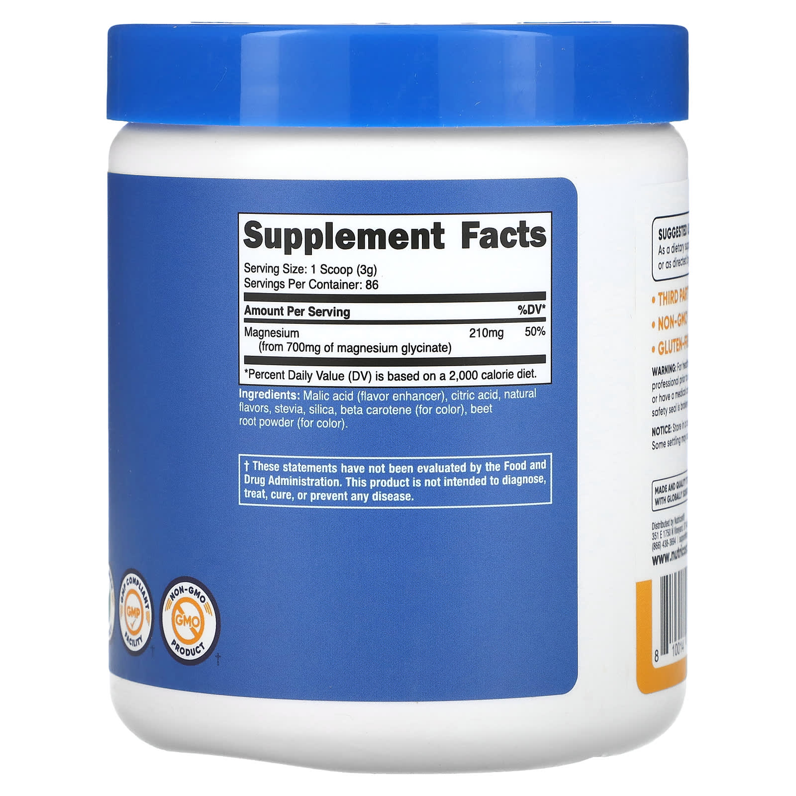 Nutricost, Magnesium Glycinate, Peach Mango, 8.9 oz (250 g) - Image 2