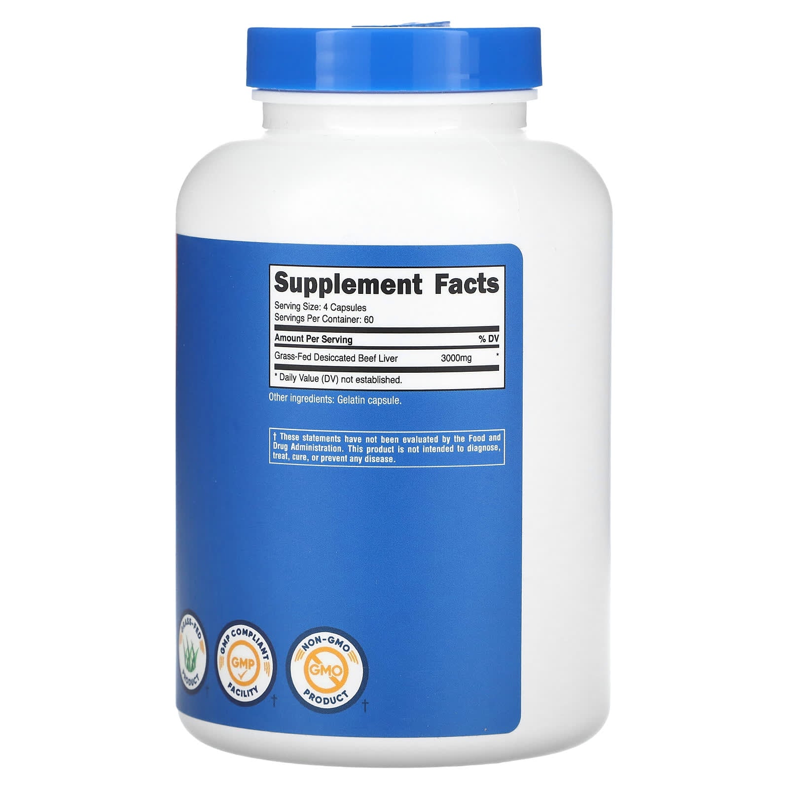 Nutricost, Grass-Fed Desiccated Beef Liver, 240 Capsules (750 mg per Capsule) - Image 2