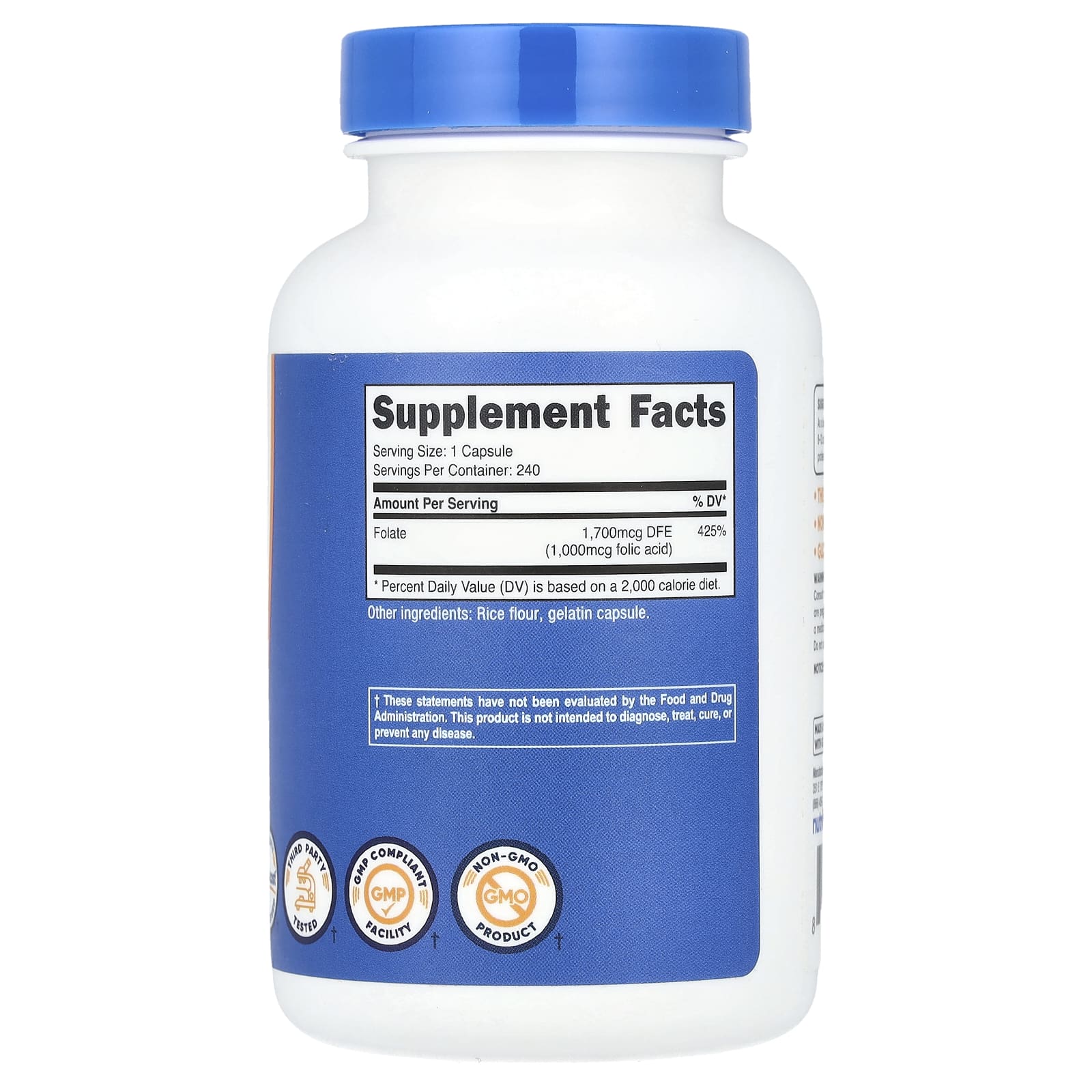 Nutricost, Folic Acid, 1,000 mcg, 240 Capsules - Image 2