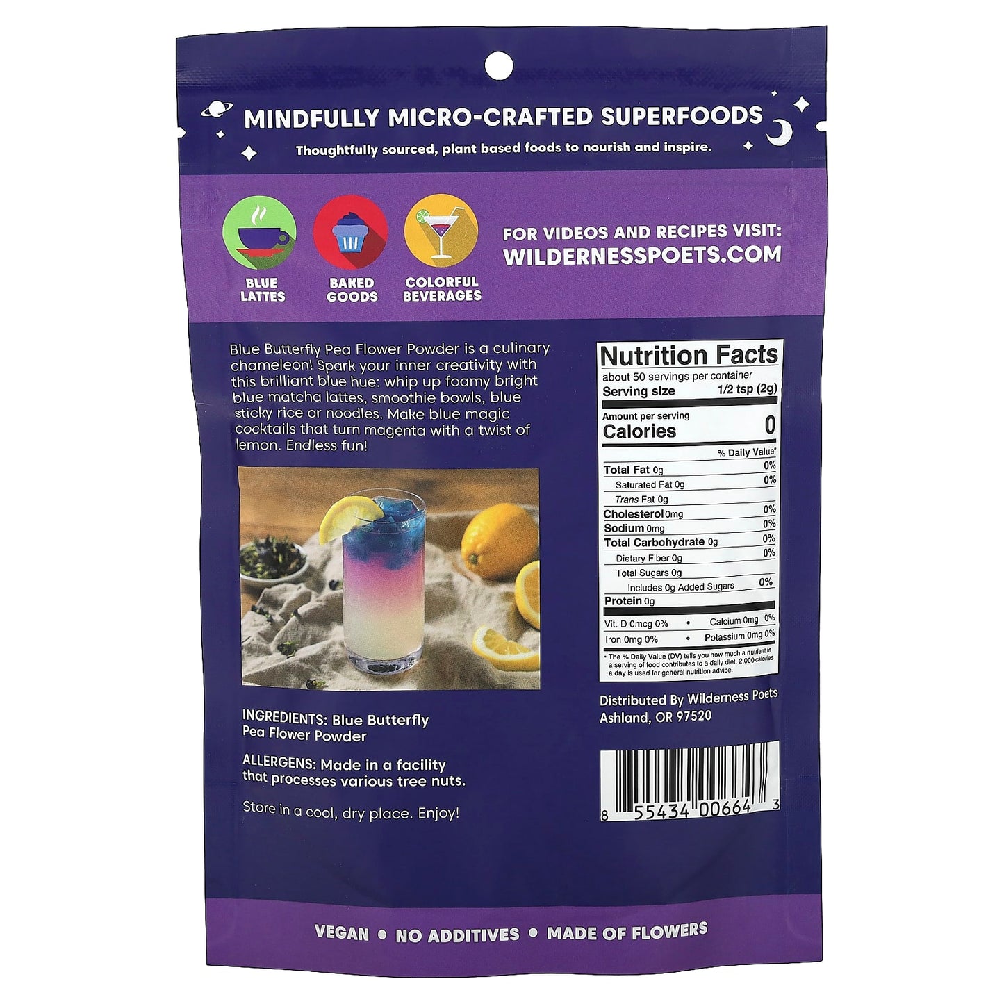 Wilderness Poets, Blue Butterfly Pea Flower Powder, 3.5 oz (99 g) - Image 2