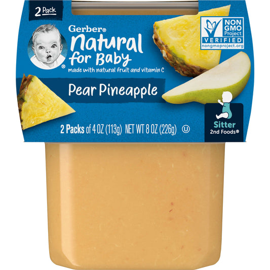 Natural Baby Food 2nd Foods Pear Pineapple by Gerber (2-Pack) - Image 1