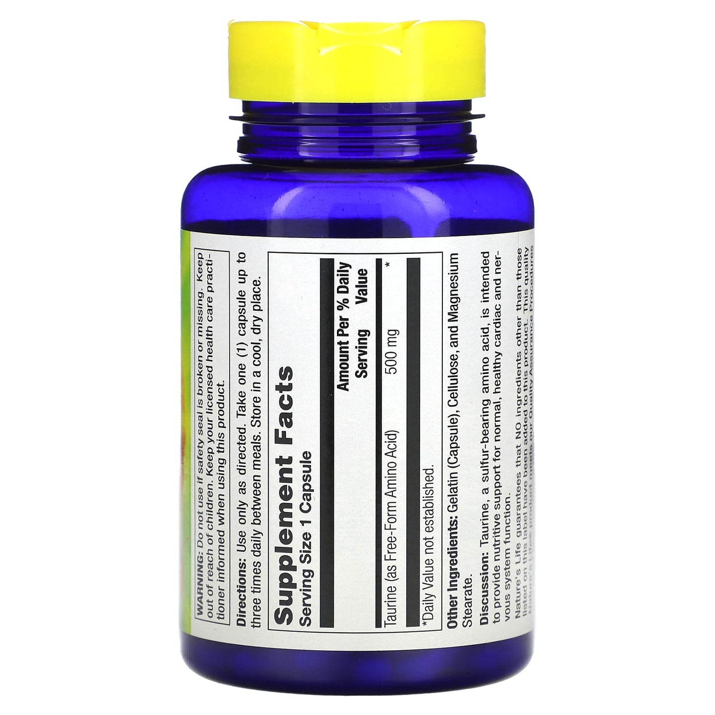 Nature's Life, Taurine, 500 mg, 100 Capsules - Image 2