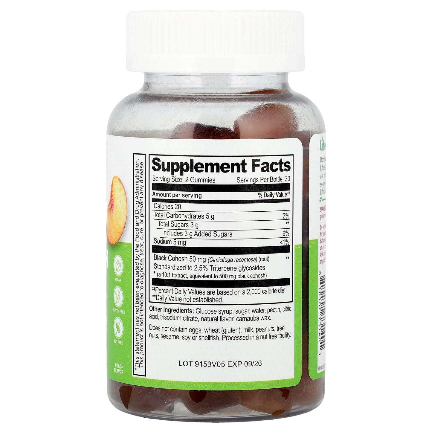 Lifeable, Black Cohosh Root Gummies, Peach, 60 Gummies (25 mg per Gummy) - Image 2
