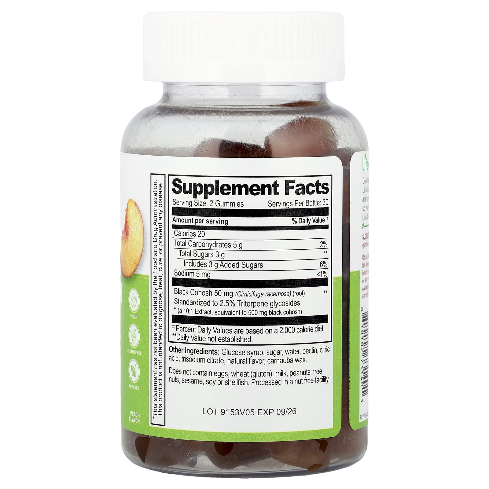 Lifeable, Black Cohosh Root Gummies, Peach, 60 Gummies (25 mg per Gummy) - Image 2