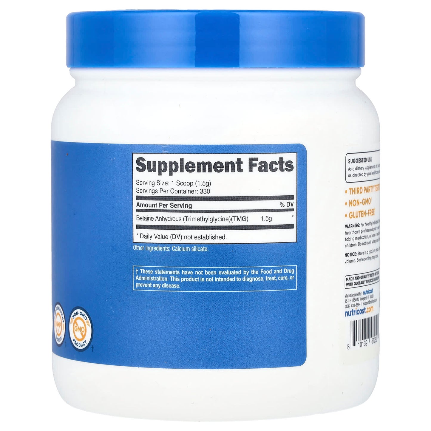 Nutricost, Betaine Anhydrous, Unflavored, 17.9 oz (500 g) - Image 2