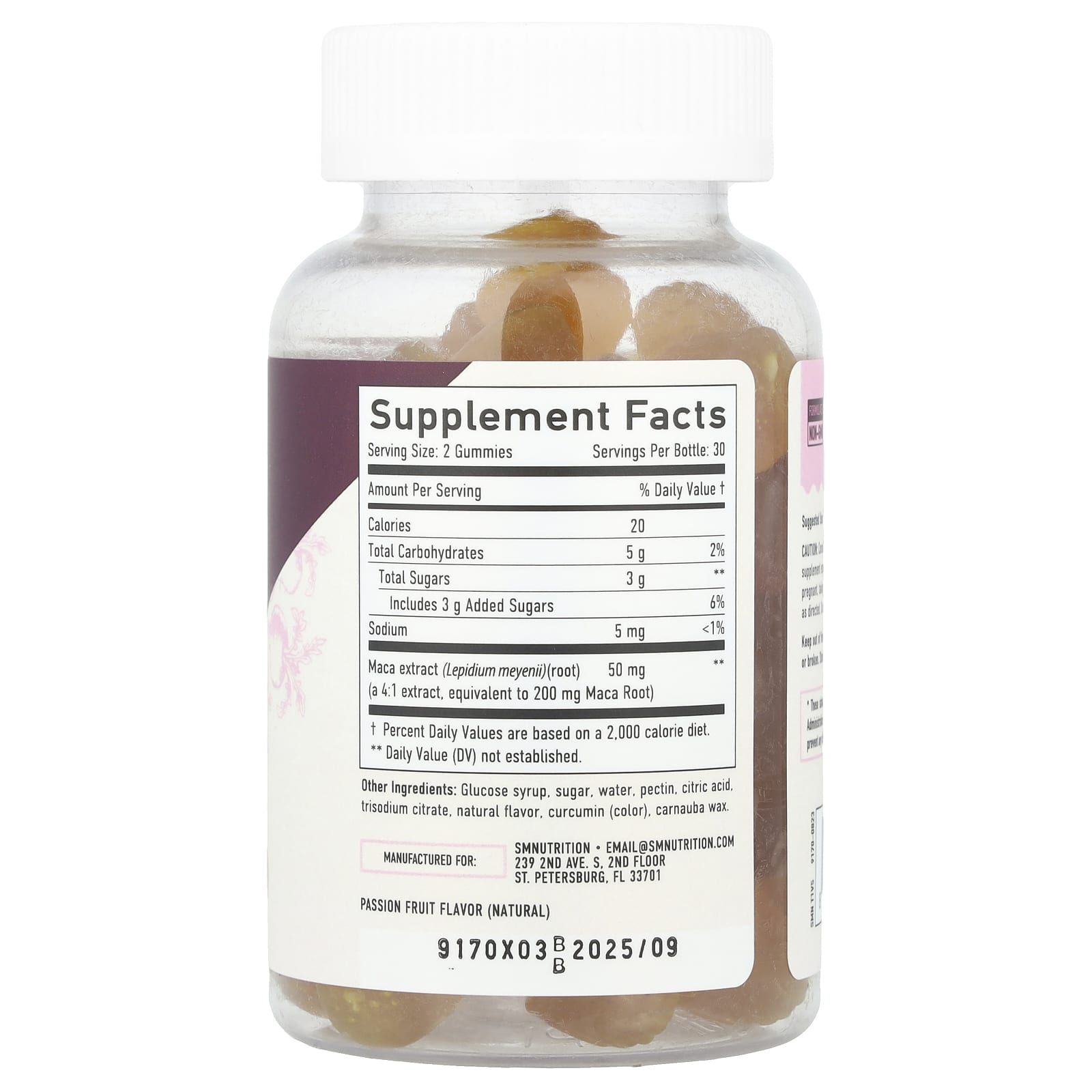 SMNutrition, Premium Maca Root Gummies, Passion Fruit, 60 Gummies - Image 2