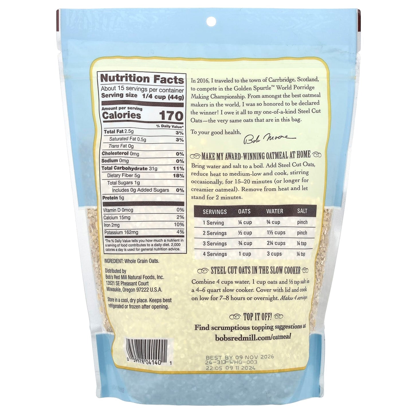 Bob's Red Mill Steel Cut Oats - Whole Grain, 24 oz (680 g) - Image 2