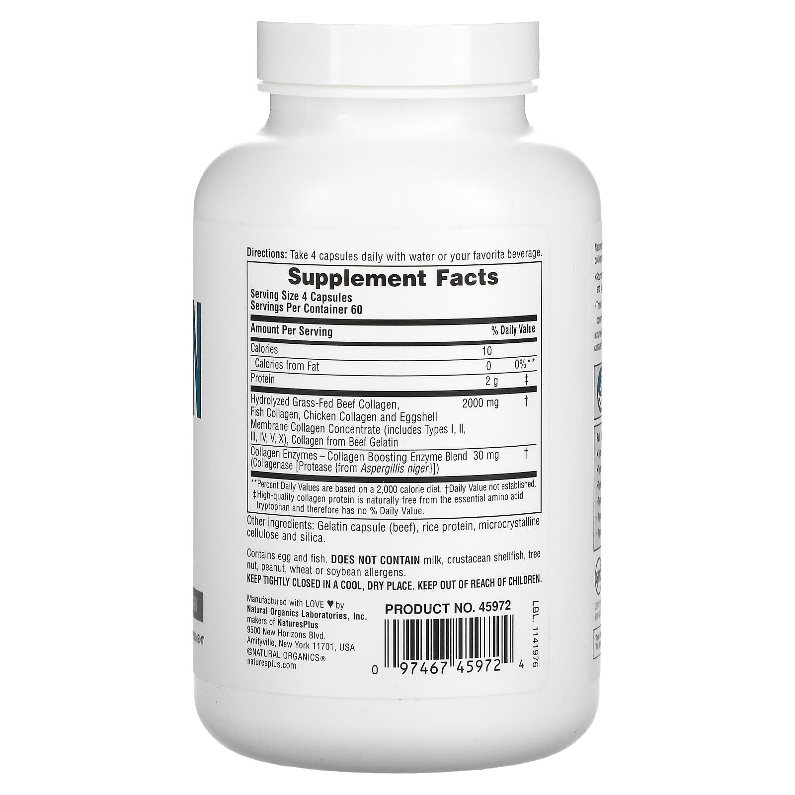 NaturesPlus, Collagen Peptides, 240 Capsules - Image 2
