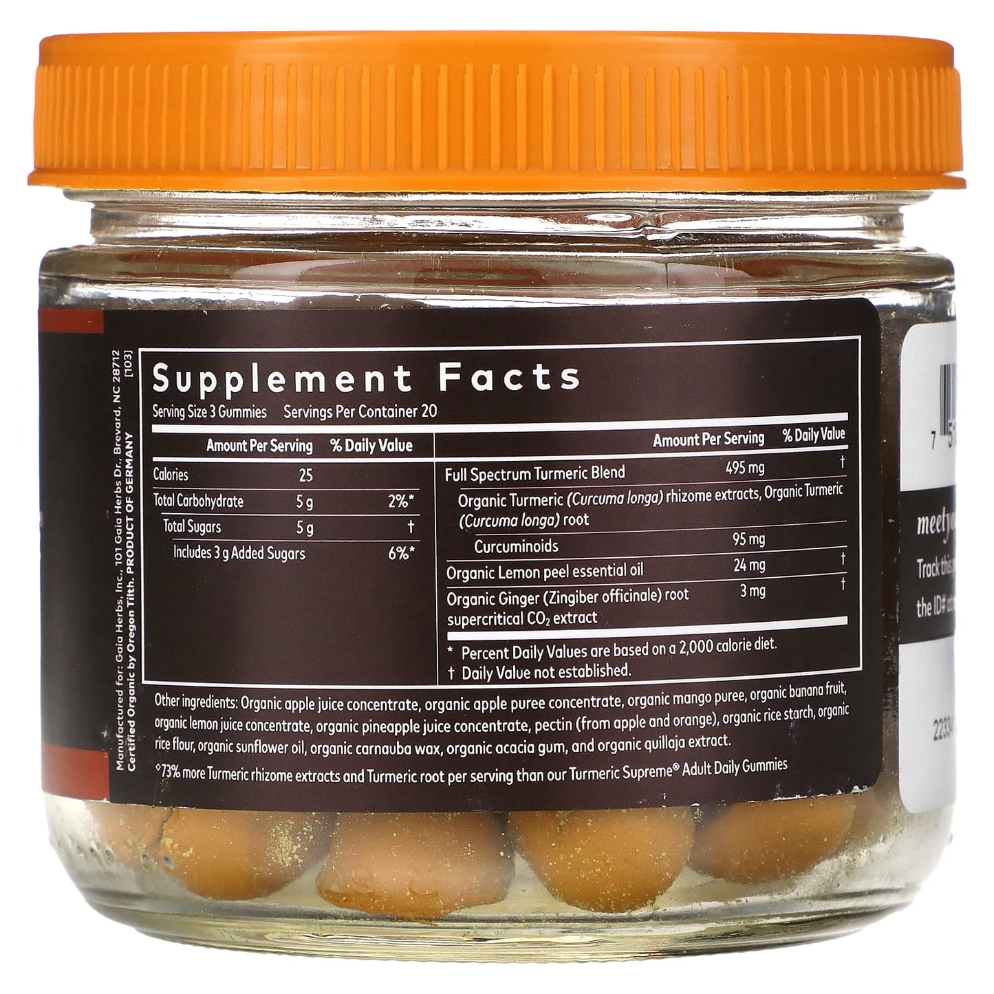Turmeric Supreme Extra Strength Gummies by Gaia Herbs - USDA Organic - Image 2