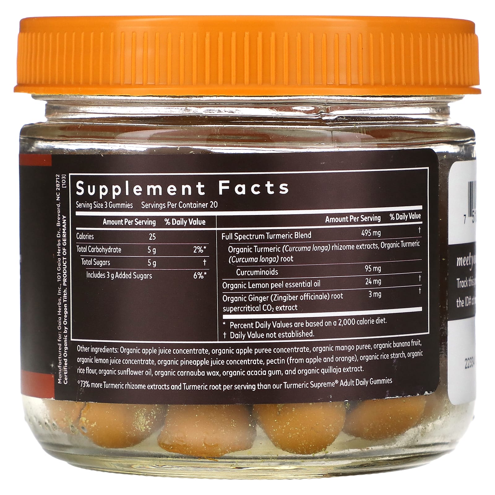 Turmeric Supreme Extra Strength Gummies by Gaia Herbs - USDA Organic - Image 2