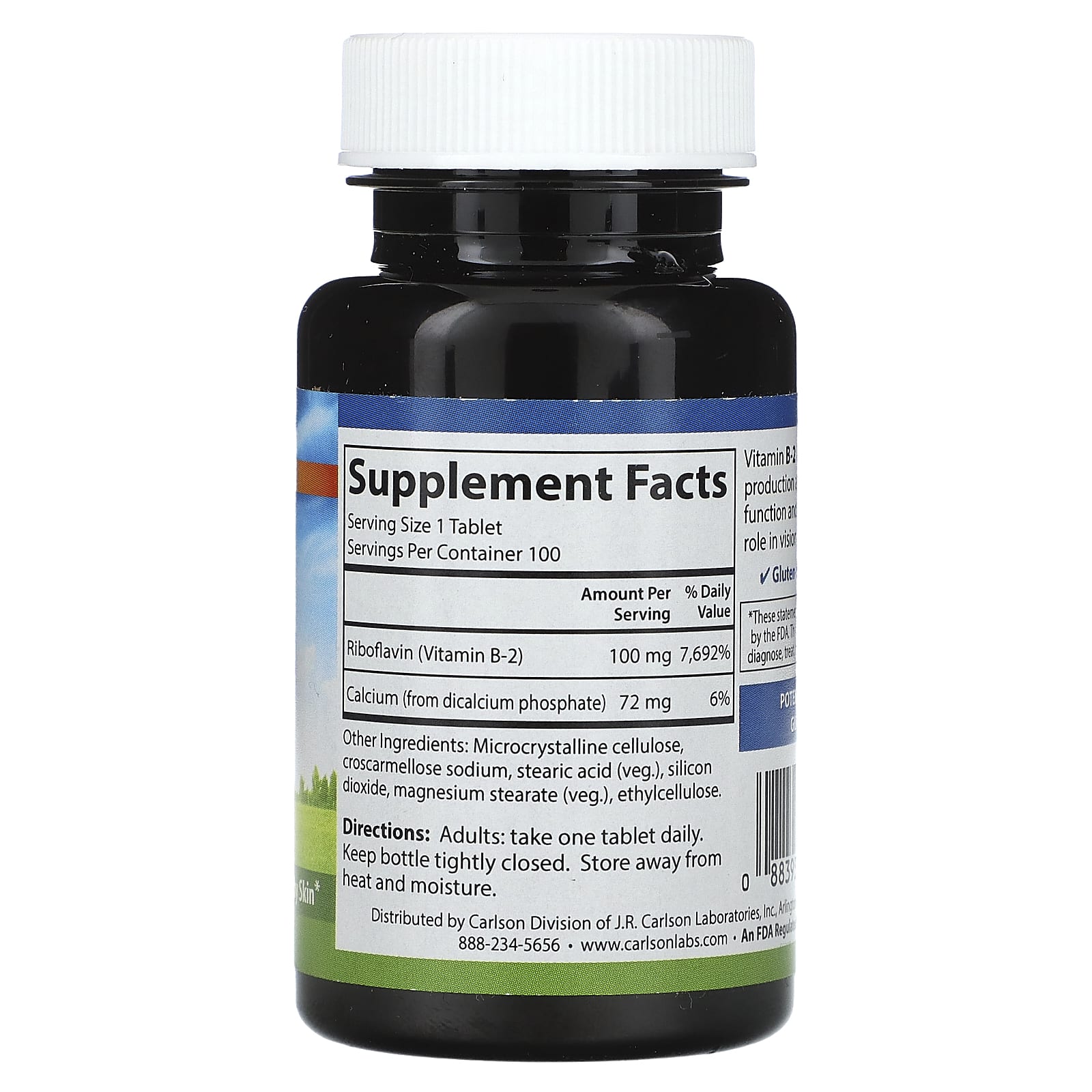 Carlson Vitamin B2 100mg Vegetarian Supplements for Energy & Vision - Image 2