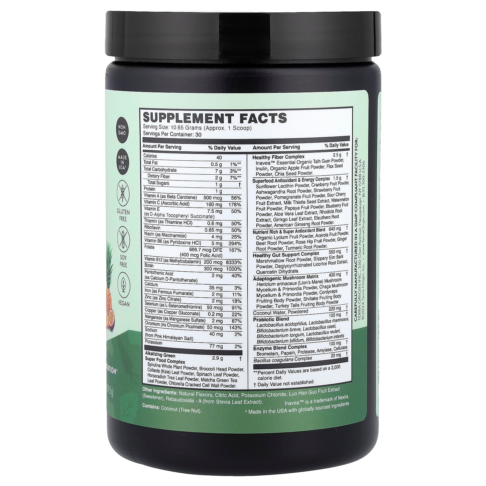 Terra Origin, Healthy Greens, Tropical Passionfruit, 11.27 oz (319.5 g) - Image 2