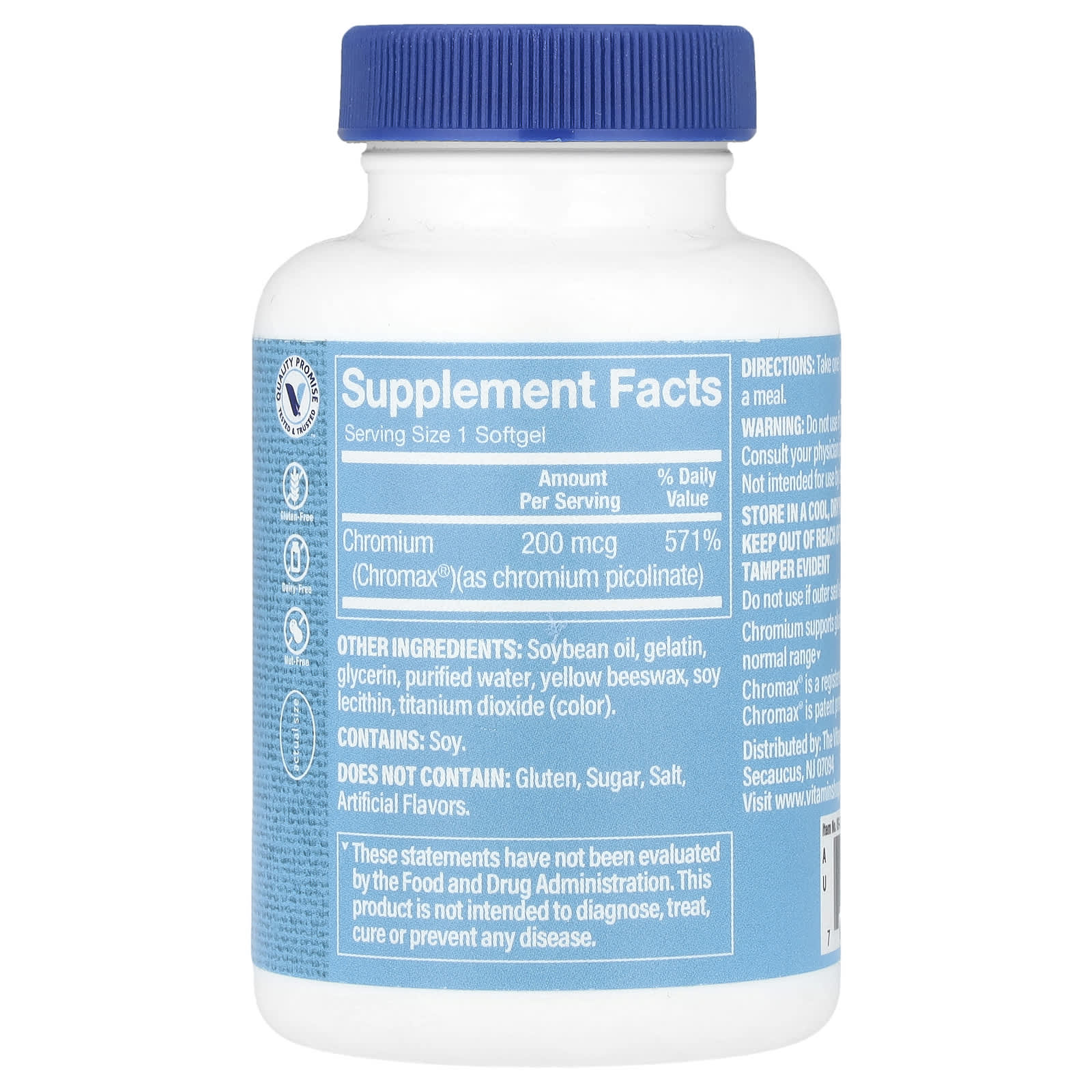 The Vitamin Shoppe, Chromax® Chromium Picolinate, 200 mcg, 300 Softgels - Image 2