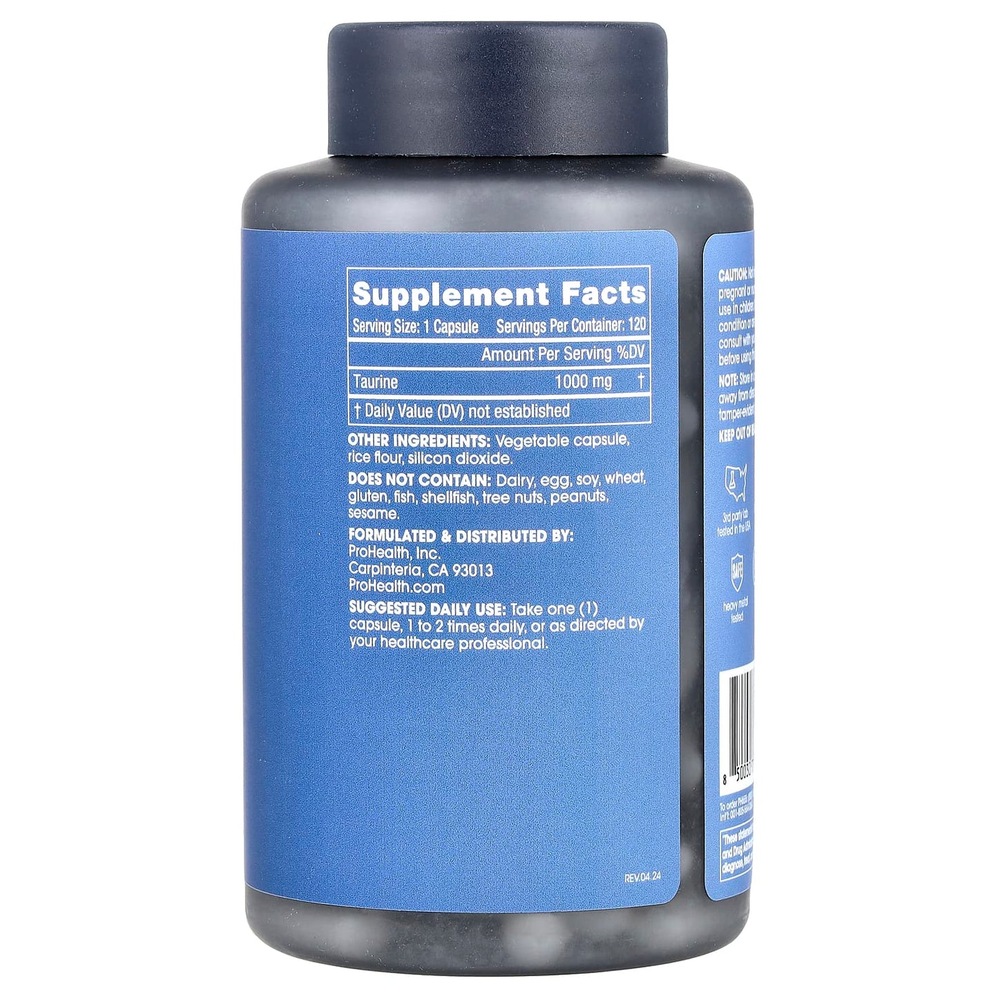 ProHealth Longevity, Pure Taurine, 1,000 mg, 120 Capsules - Image 2