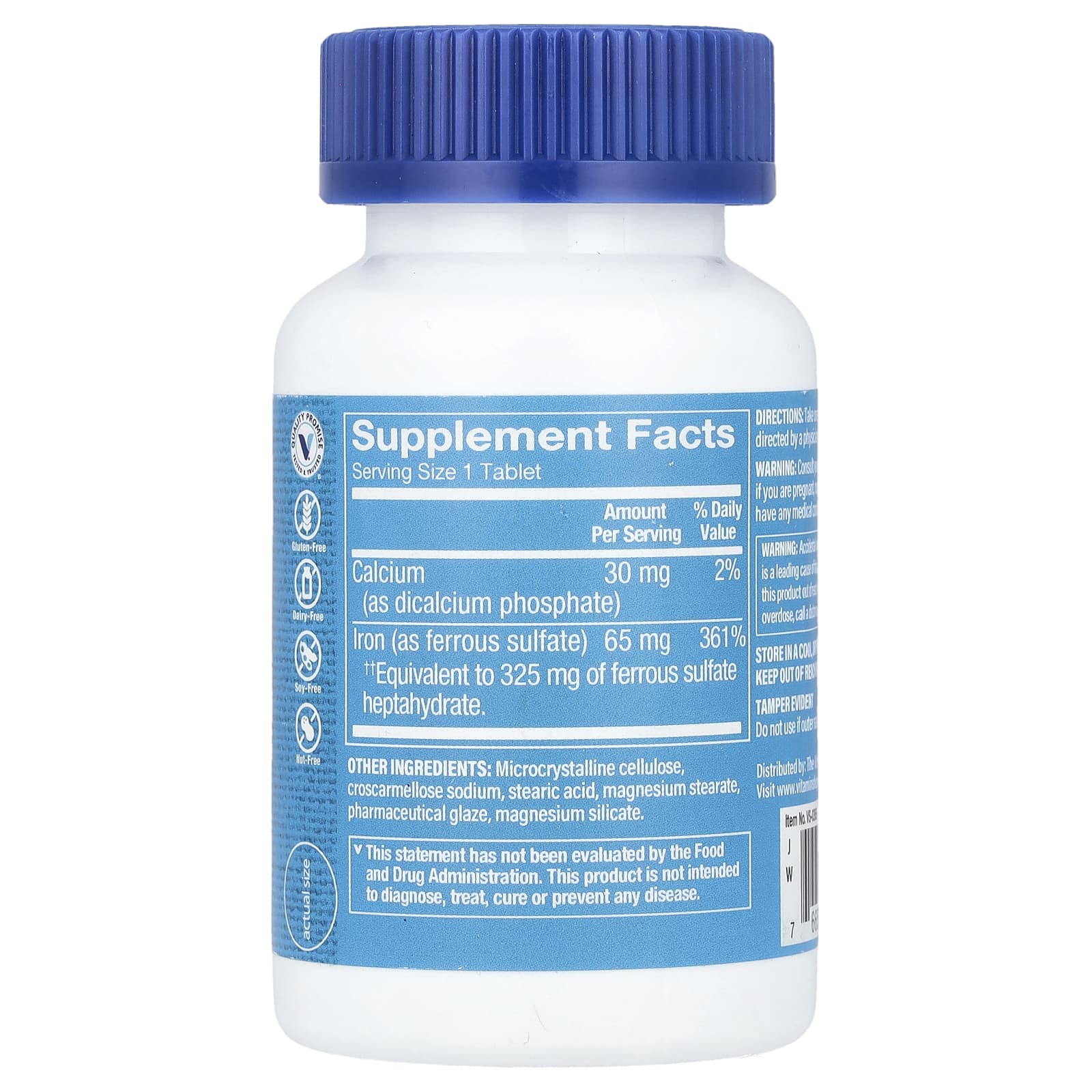 The Vitamin Shoppe, Iron, 65 mg, 100 Tablets - Image 2
