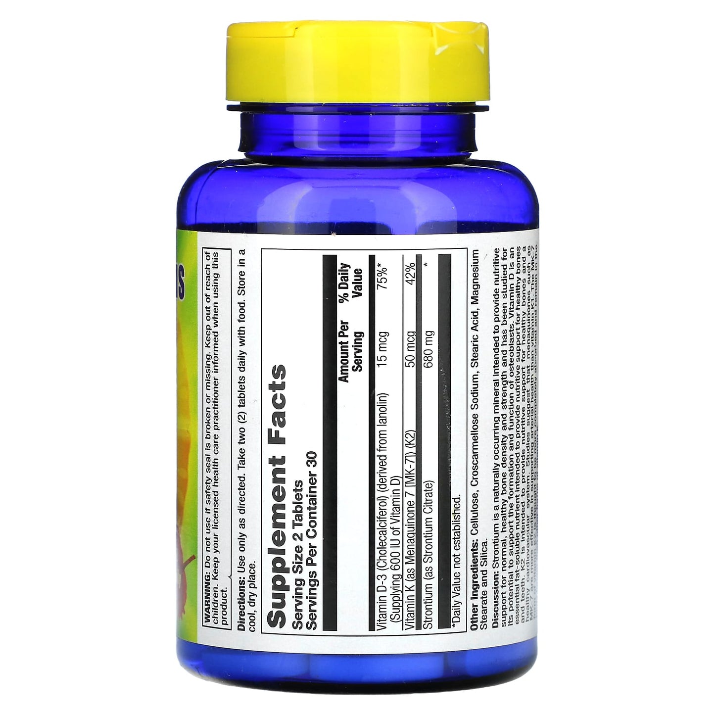 Nature's Life, Strontium Plus D3 &K2, 60 Tablets - Image 2