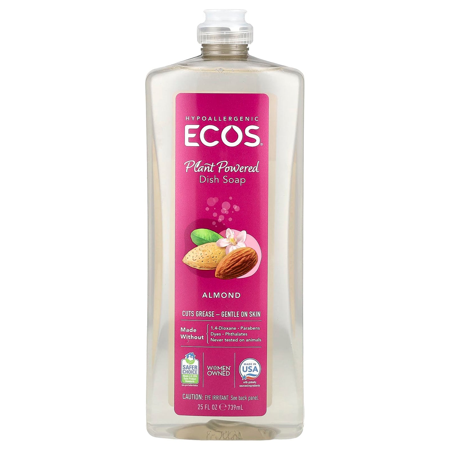 Eco-Friendly Dish Soap, Almond Scent, 25 fl oz, Non-Toxic, Cruelty-Free - Image 1